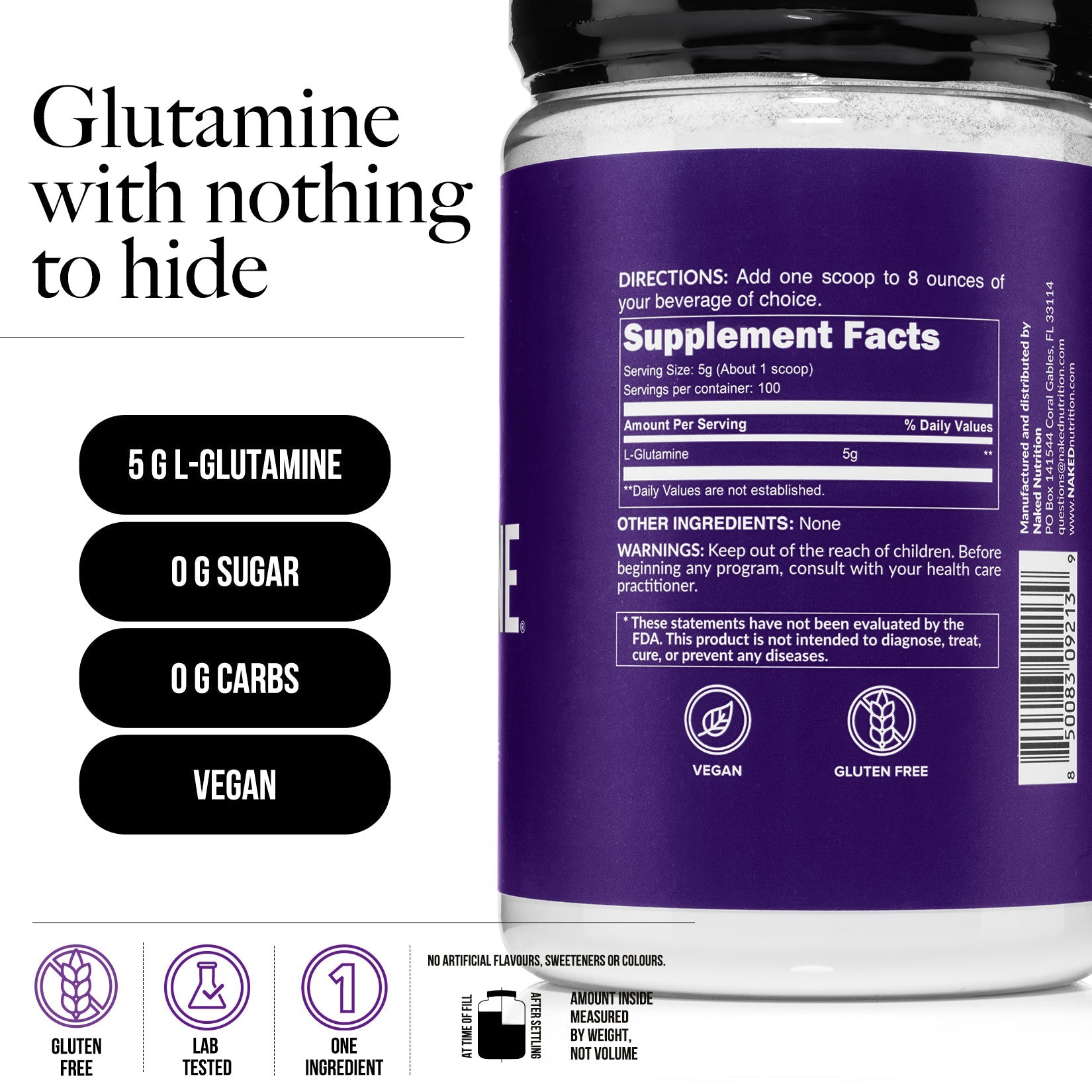 Glutamine Powder - 1.1LB with an Easy - Mix Workout Format