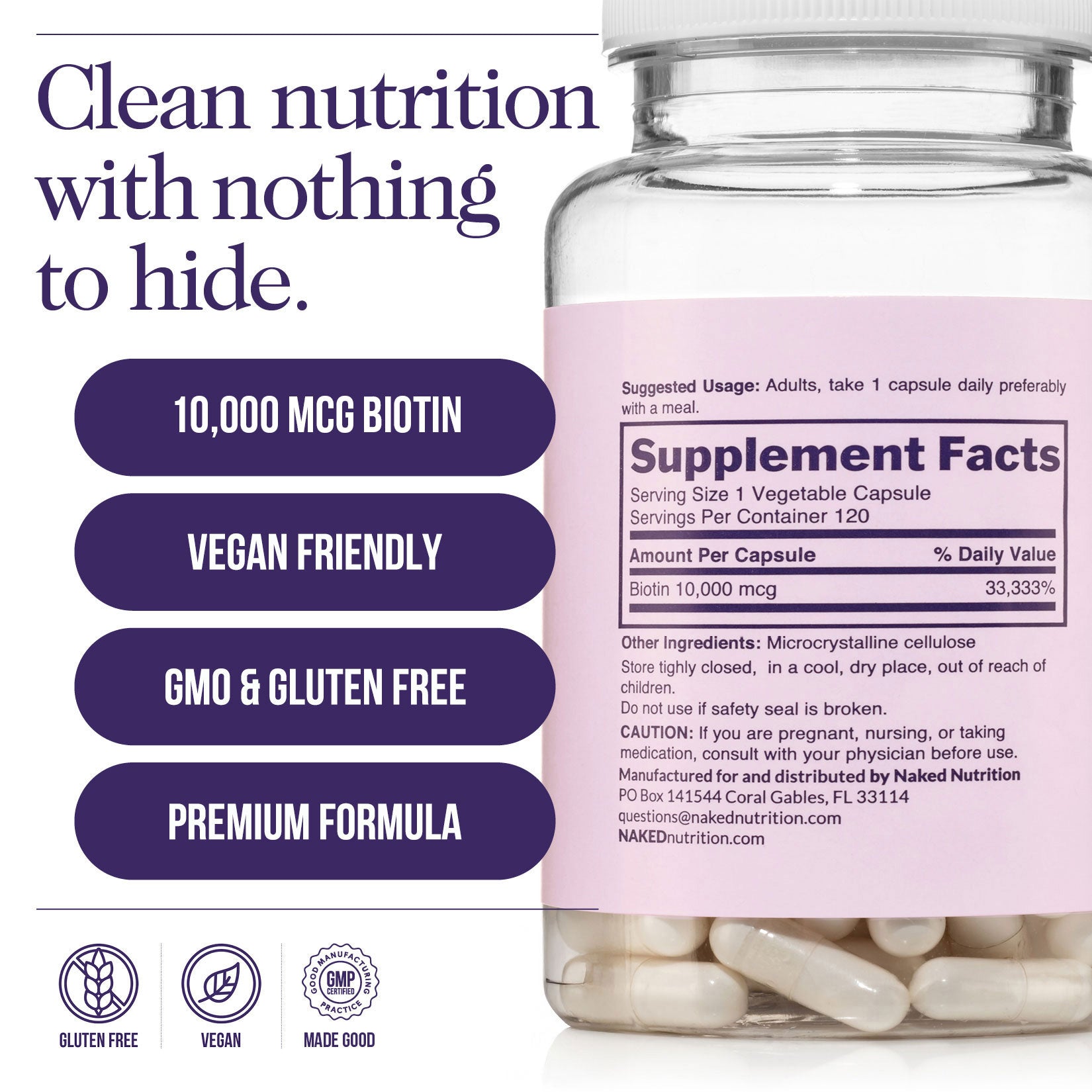 Daily Biotin Supplement - Biotin for Convenient Home or Travel Use
