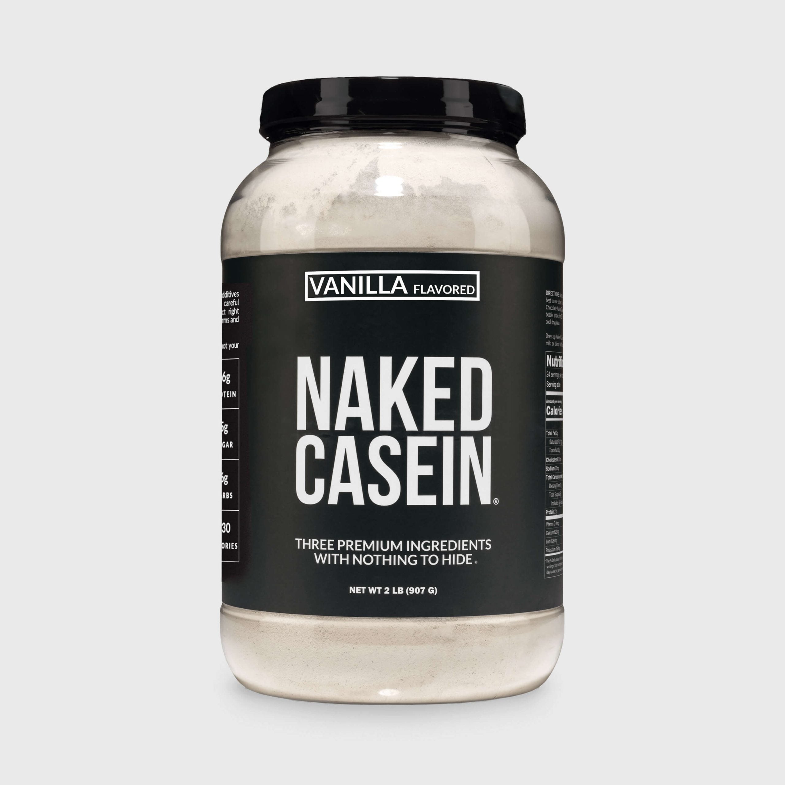 Vanilla Casein Protein Powder - Vanilla - Standard Size for Easy Mixing at Home or On the Go