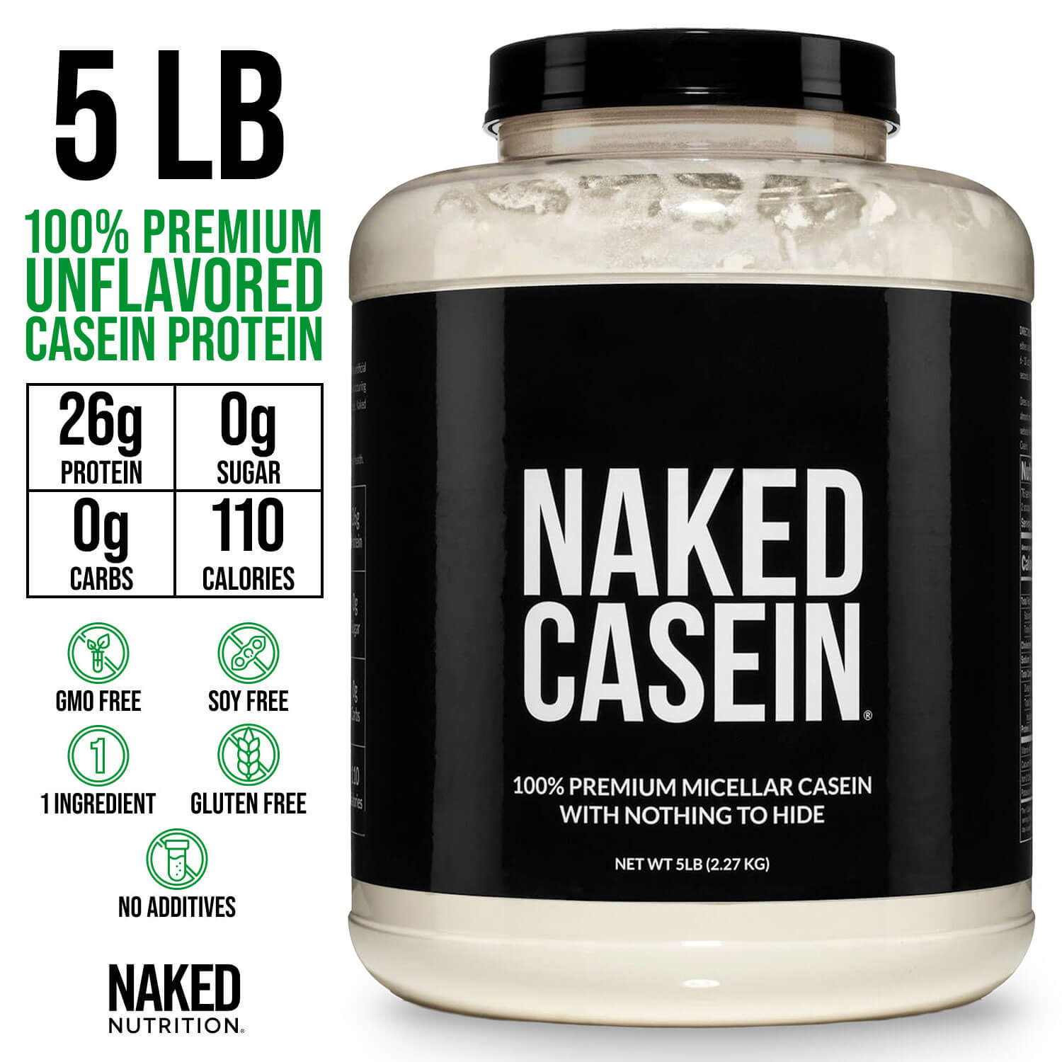 Micellar Casein Protein Powder - Unflavored - Value Size for Easy Mixing at Home or On the Go