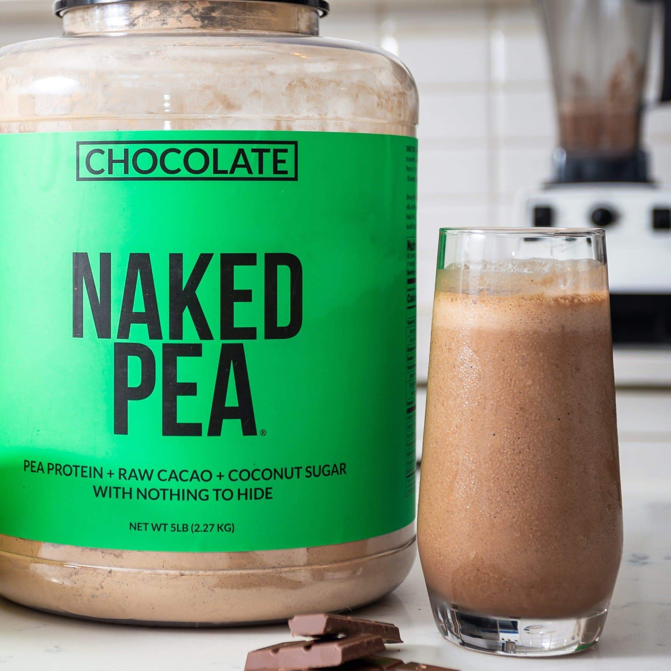 Chocolate Pea Protein Powder - Chocolate - Standard Size for Easy Mixing at Home or On the Go