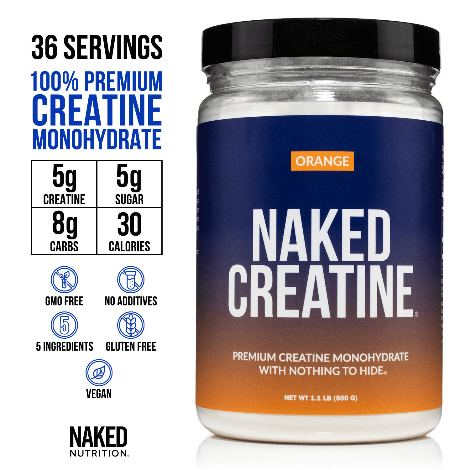 Orange Creatine Monohydrate Powder - Orange with an Easy - Mix Workout Format