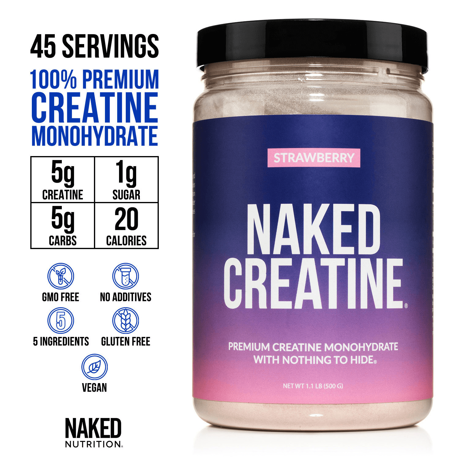 Strawberry Creatine Monohydrate Powder - Strawberry with an Easy - Mix Workout Format