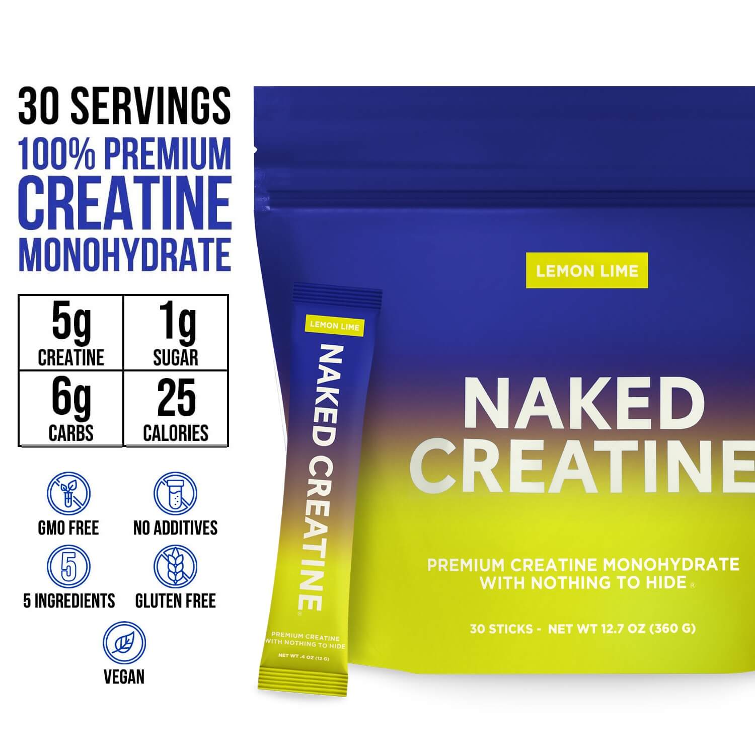 Lemon Lime Creatine Travel Packs - Lemon Lime Sticks with an Easy - Mix Workout Format
