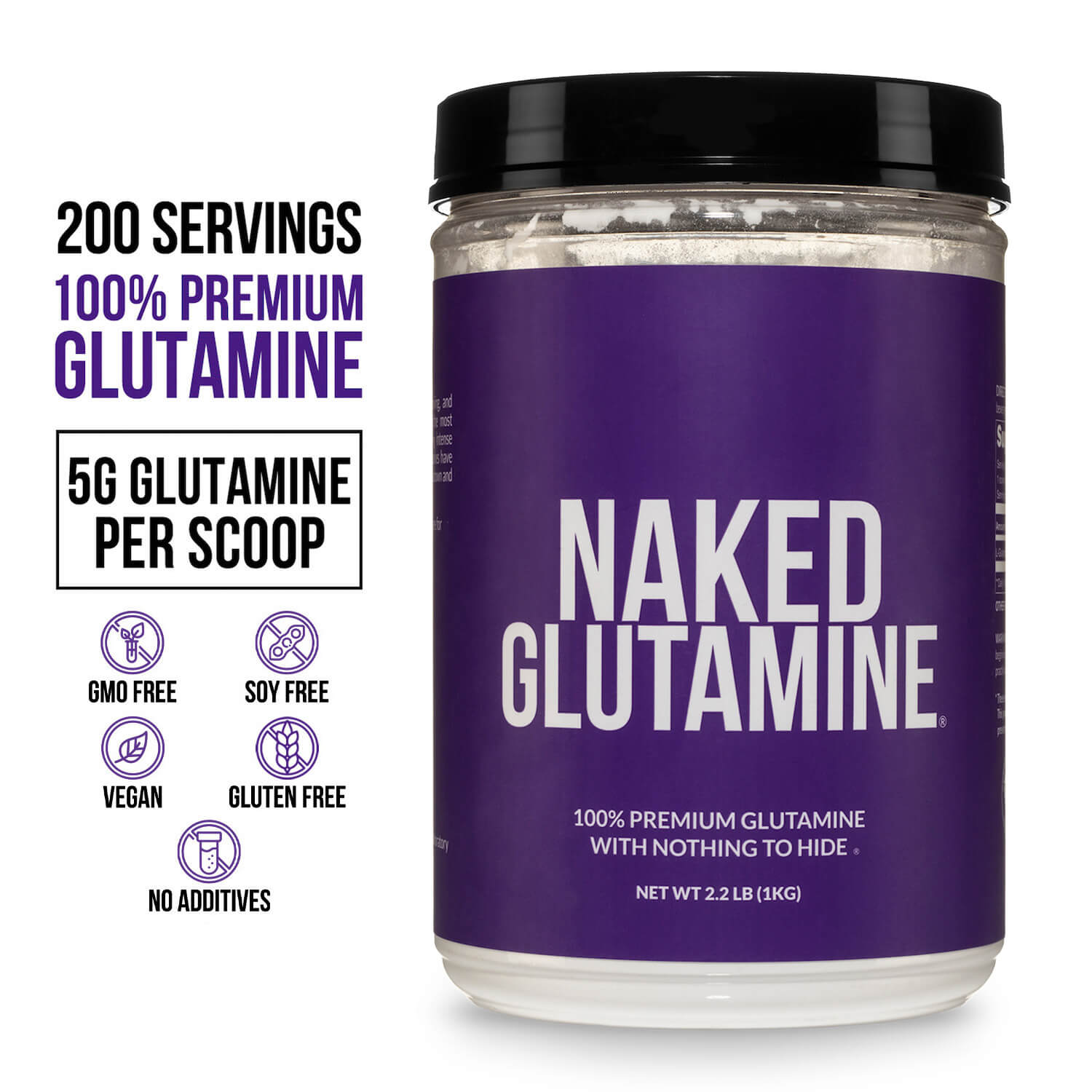 Glutamine Powder - 2.2LB with an Easy - Mix Workout Format