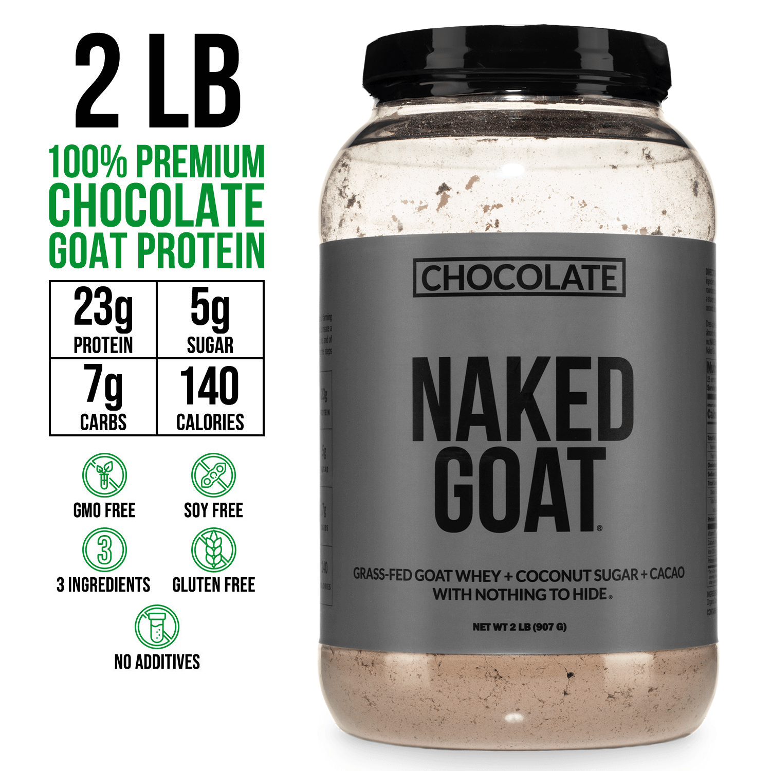 Chocolate Goat Whey Protein Powder - Chocolate for Easy Mixing at Home or On the Go