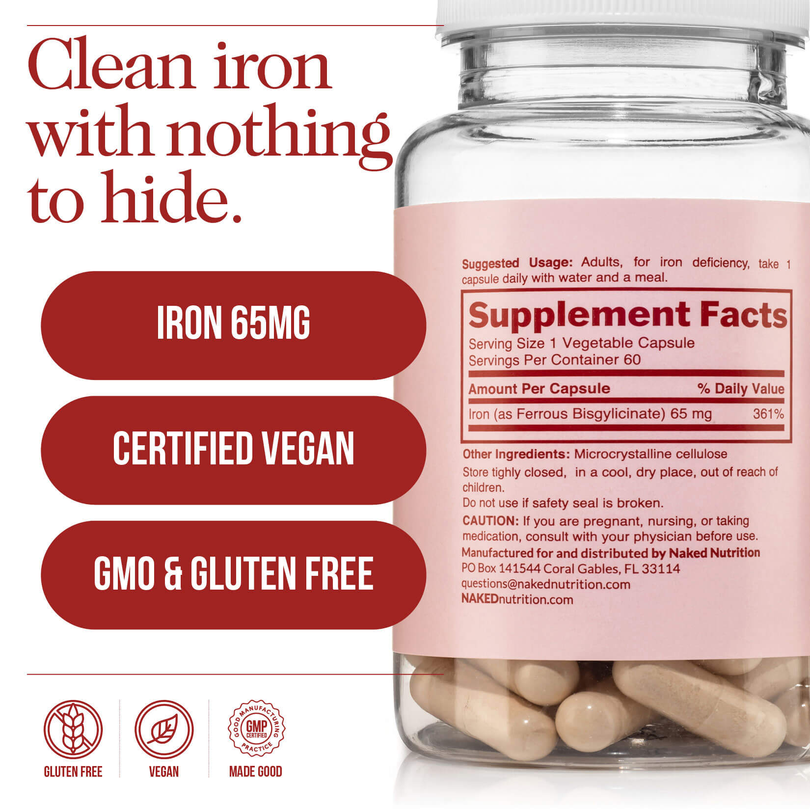 Daily Iron Supplement - Iron for Convenient Home or Travel Use