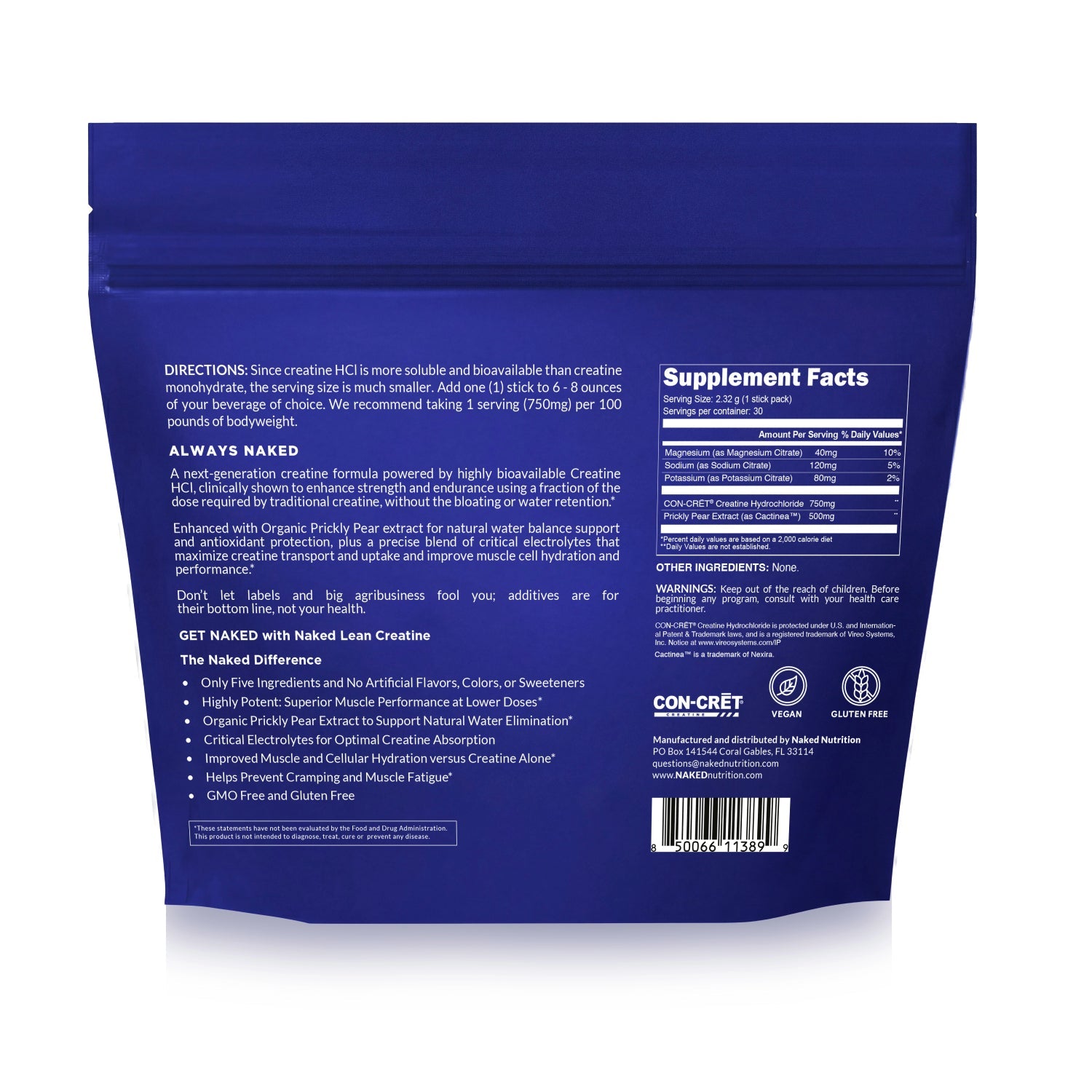 Creatine HCl Travel Packets - Stick Packs with an Easy - Mix Workout Format