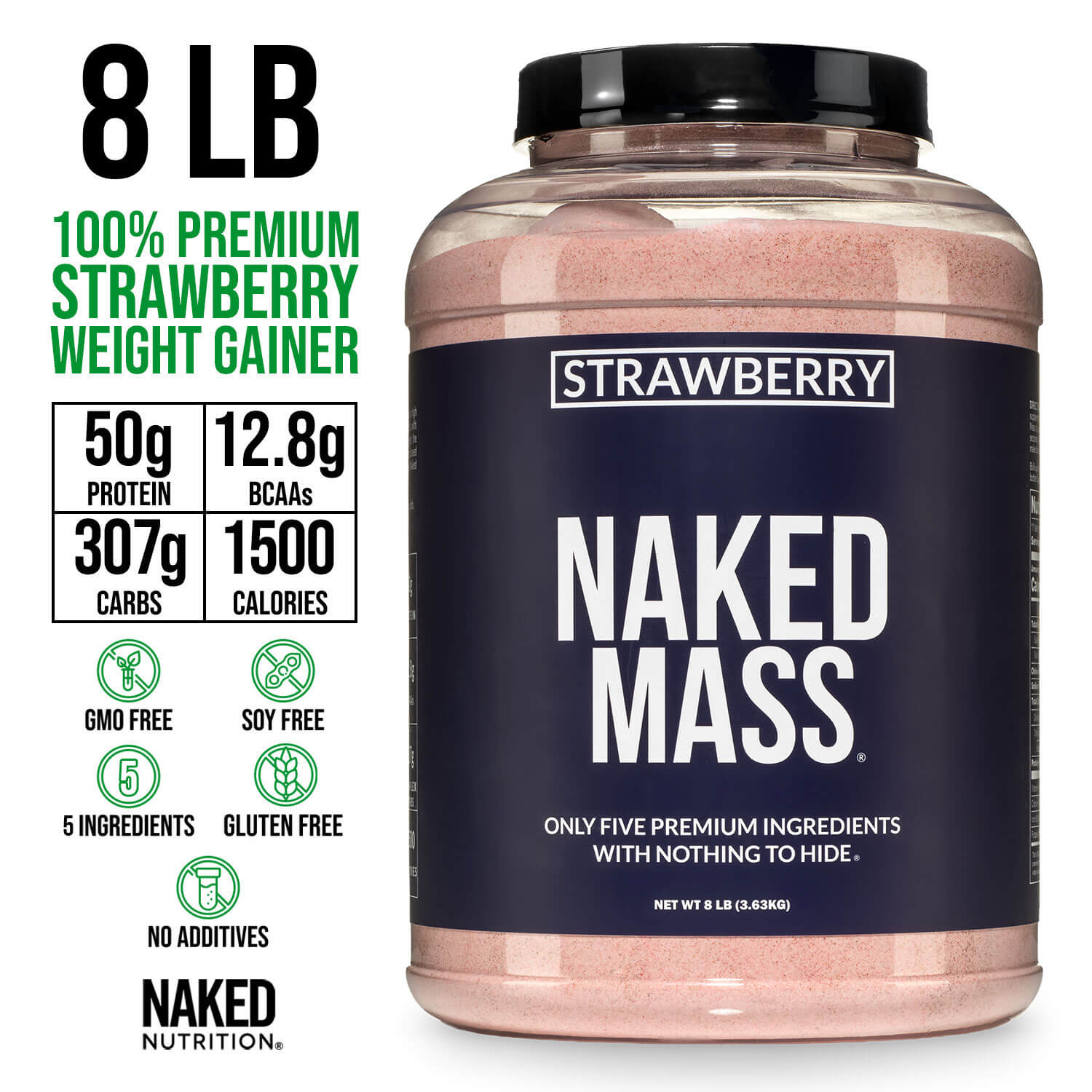 Strawberry Mass Gainer Protein Supplement - Strawberry with an Easy - Mix High - Calorie Formula