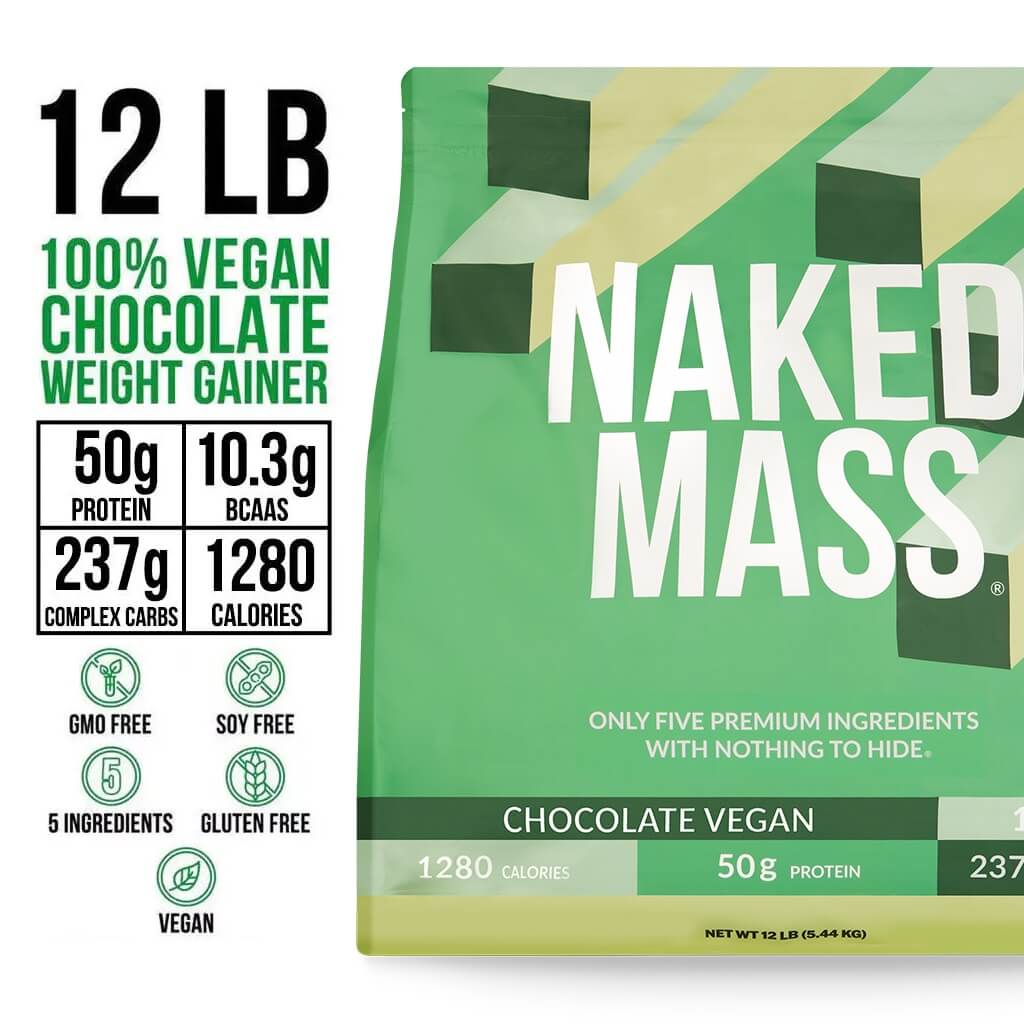 Chocolate Vegan Mass Gainer Supplement - Chocolate (Vegan) 12LB with an Easy - Mix High - Calorie Formula