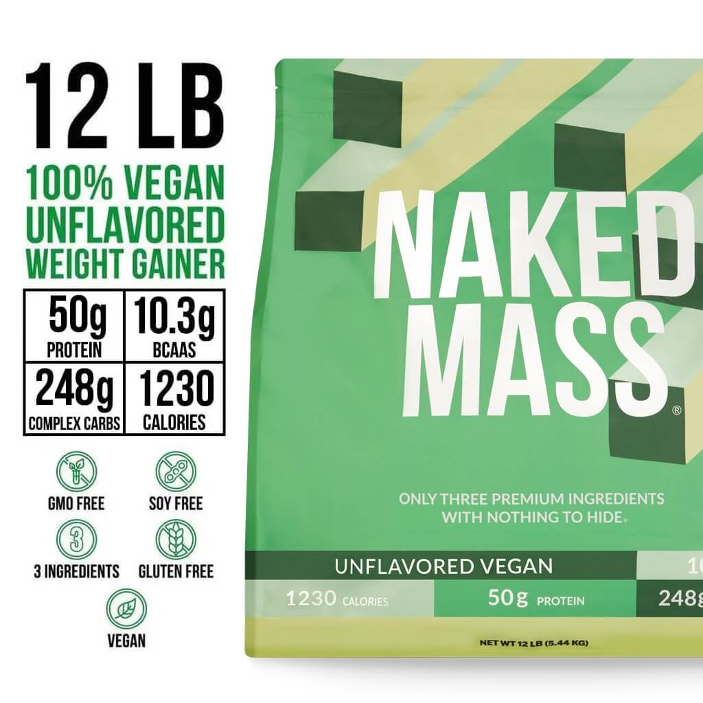 Vegan Mass Gainer Supplement - Unflavored (Vegan) 12LB with an Easy - Mix High - Calorie Formula