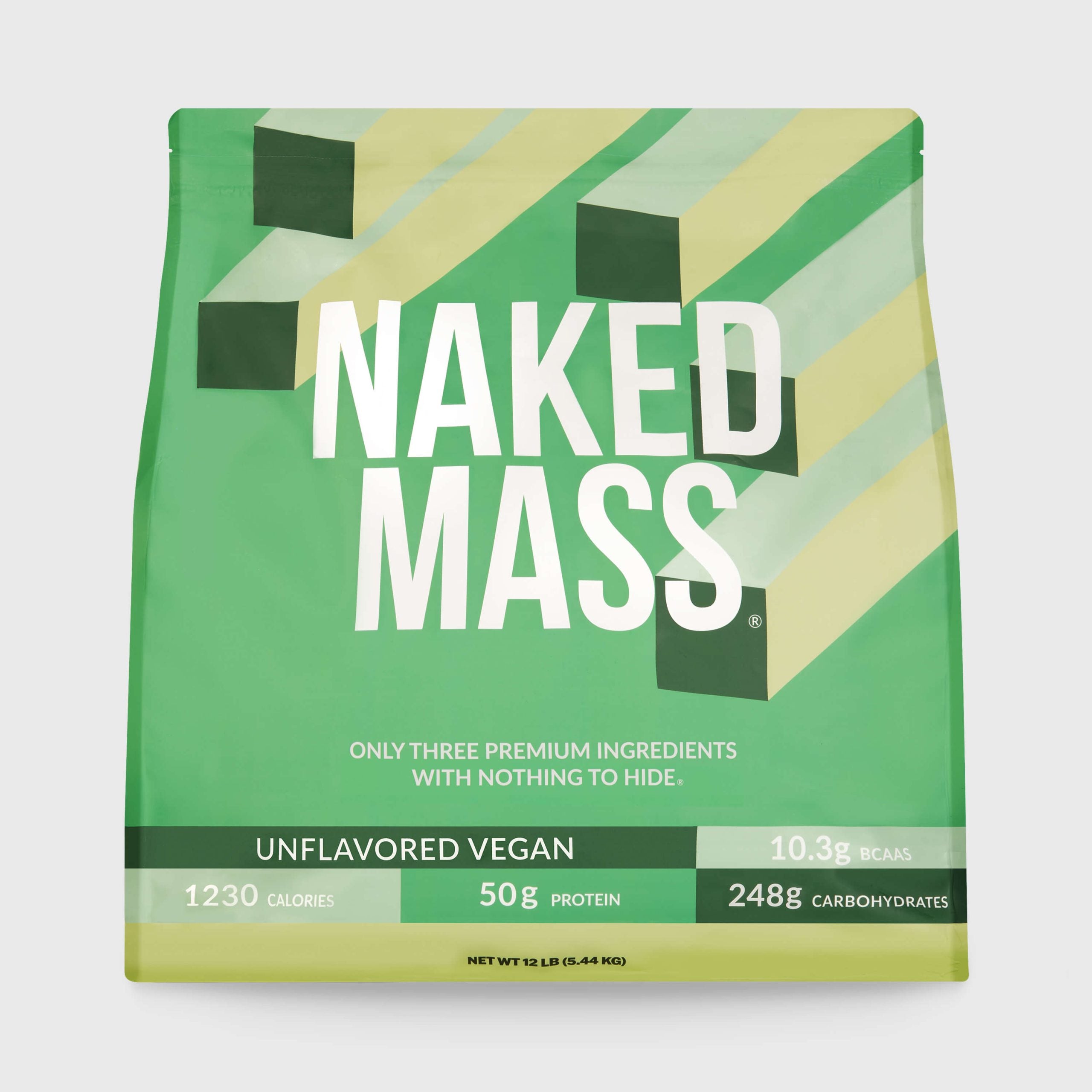 Vegan Mass Gainer Supplement - Unflavored (Vegan) 12LB with an Easy - Mix High - Calorie Formula