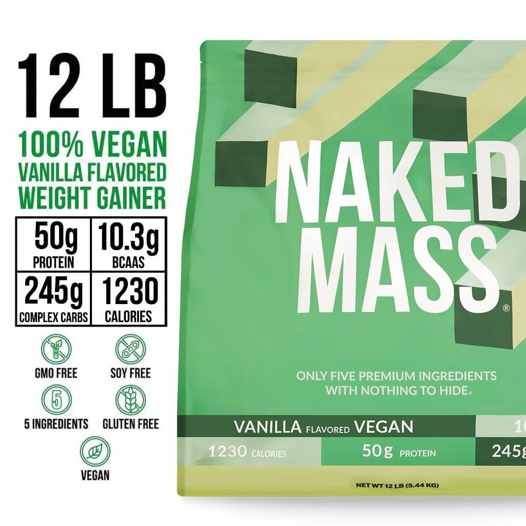 Vanilla Vegan Mass Gainer Supplement - Vanilla (Vegan) 12LB with an Easy - Mix High - Calorie Formula
