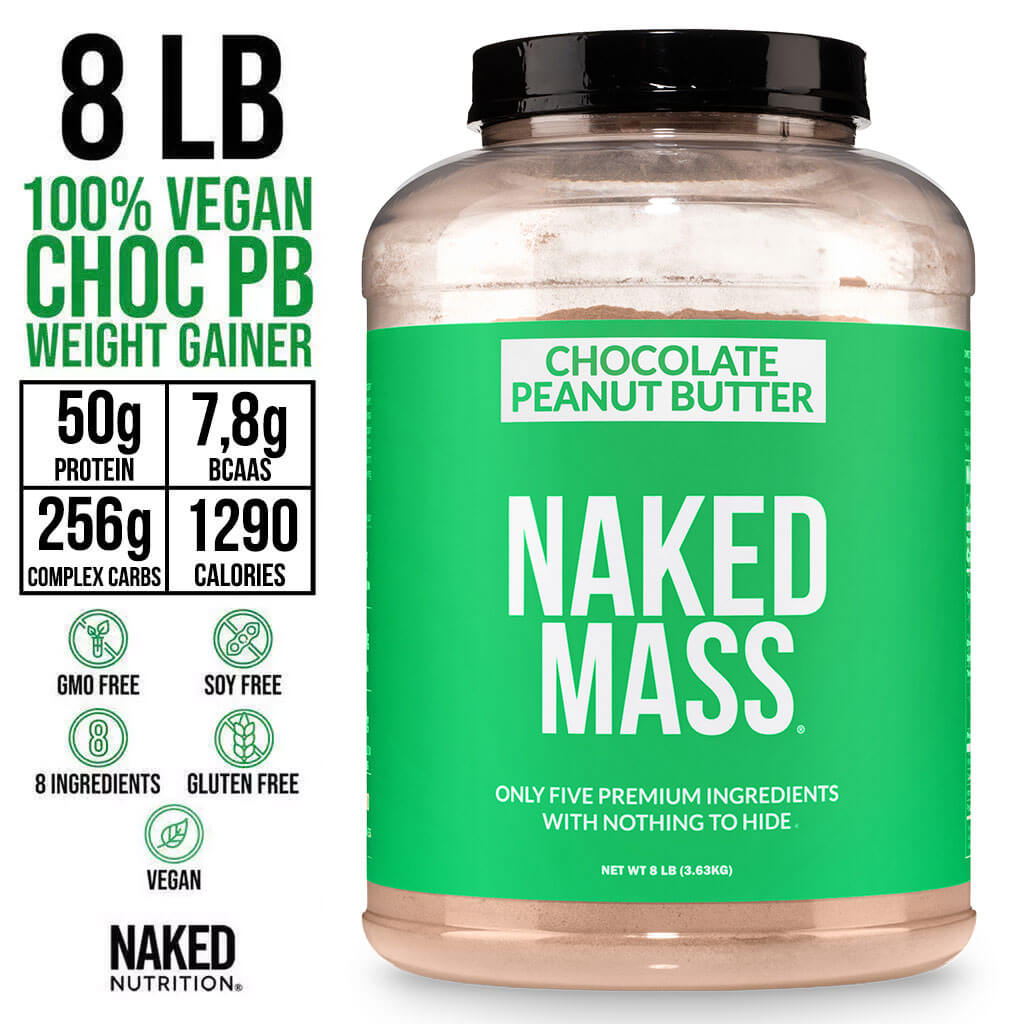 Chocolate Peanut Butter Vegan Mass Gainer Supplement - Chocolate PB (Vegan) with an Easy - Mix High - Calorie Formula