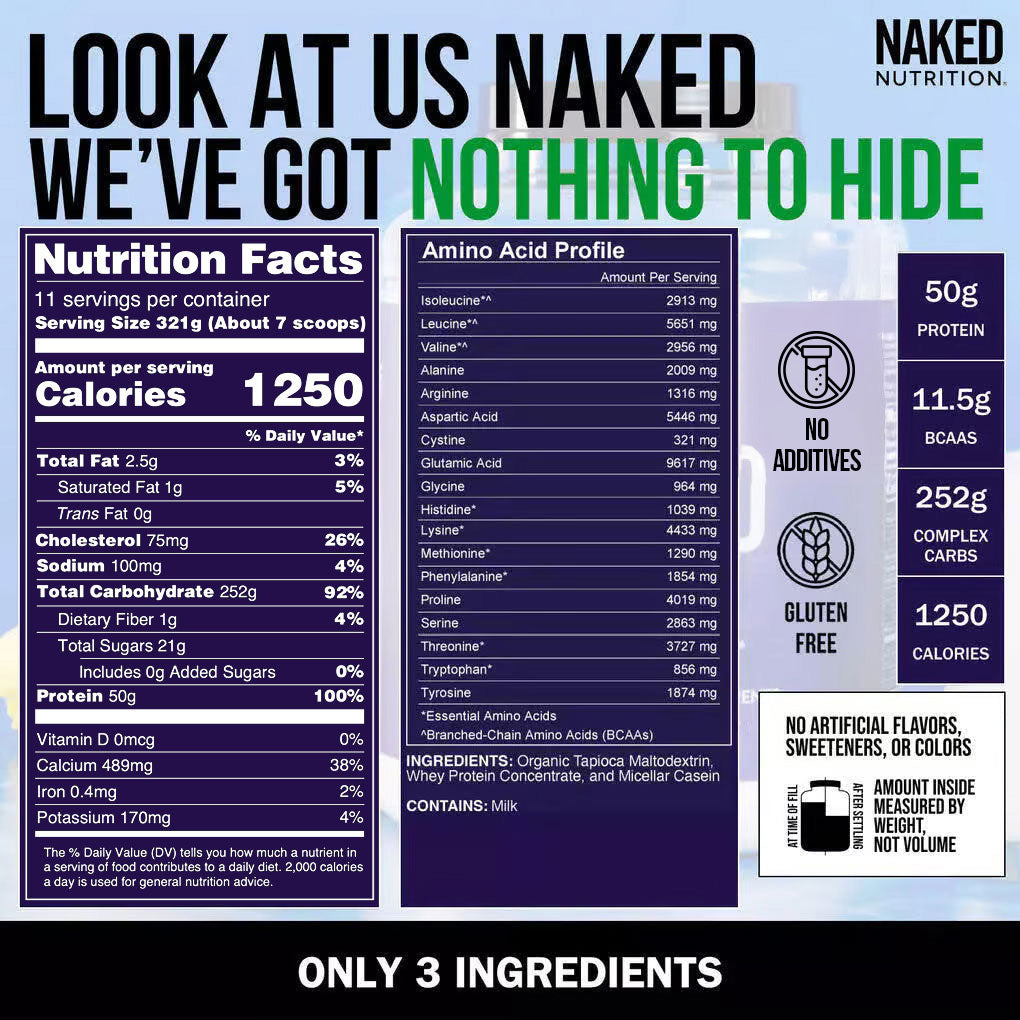 Mass Gainer Protein Supplement - Unflavored with an Easy - Mix High - Calorie Formula