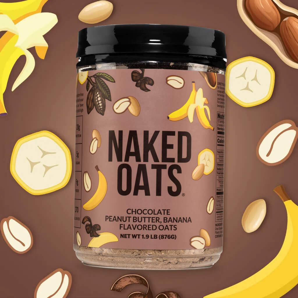 Chocolate Peanut Butter Banana Protein Oats - Chocolate PB Banana for Warm, Convenient Morning Meals