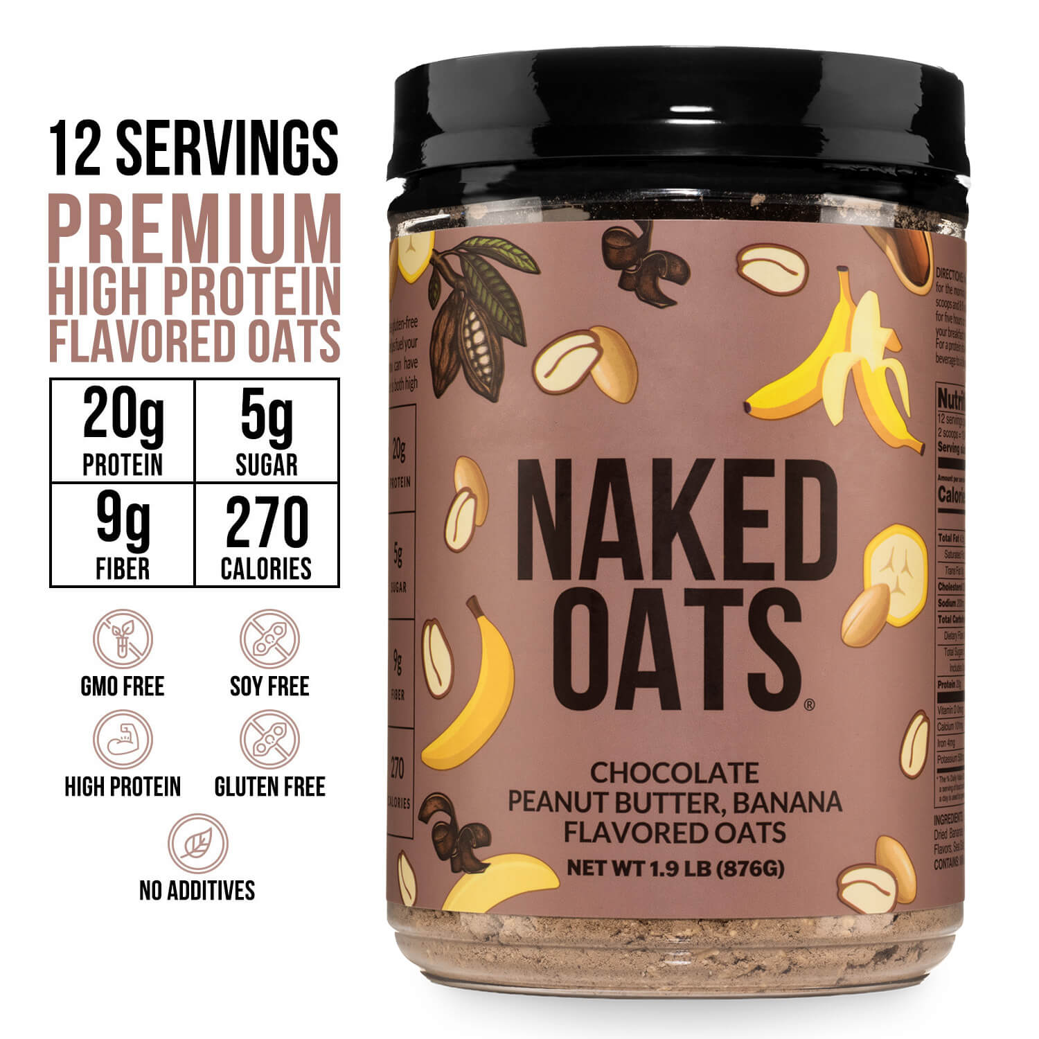 Chocolate Peanut Butter Banana Protein Oats - Chocolate PB Banana for Warm, Convenient Morning Meals