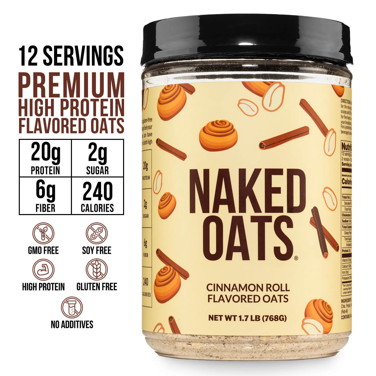 Cinnamon Roll Protein Oats - Cinnamon Roll for Warm, Convenient Morning Meals