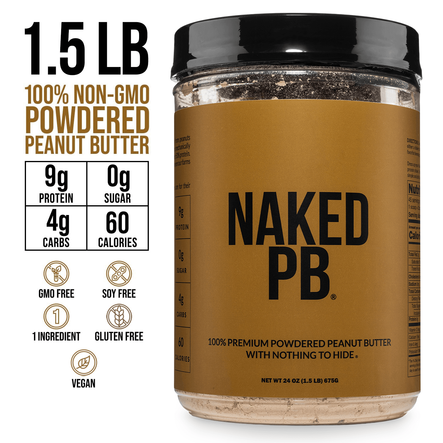 Powdered Peanut Butter - PB - 1.5 LB for Easy Mixing at Home or On the Go
