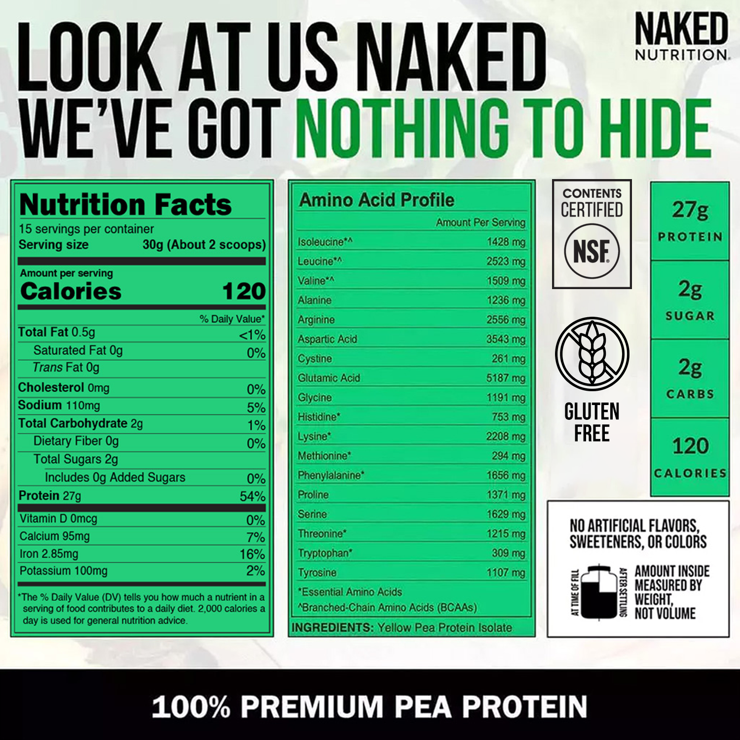 Pea Protein Powder 1lb - Unflavored for Easy Mixing at Home or On the Go