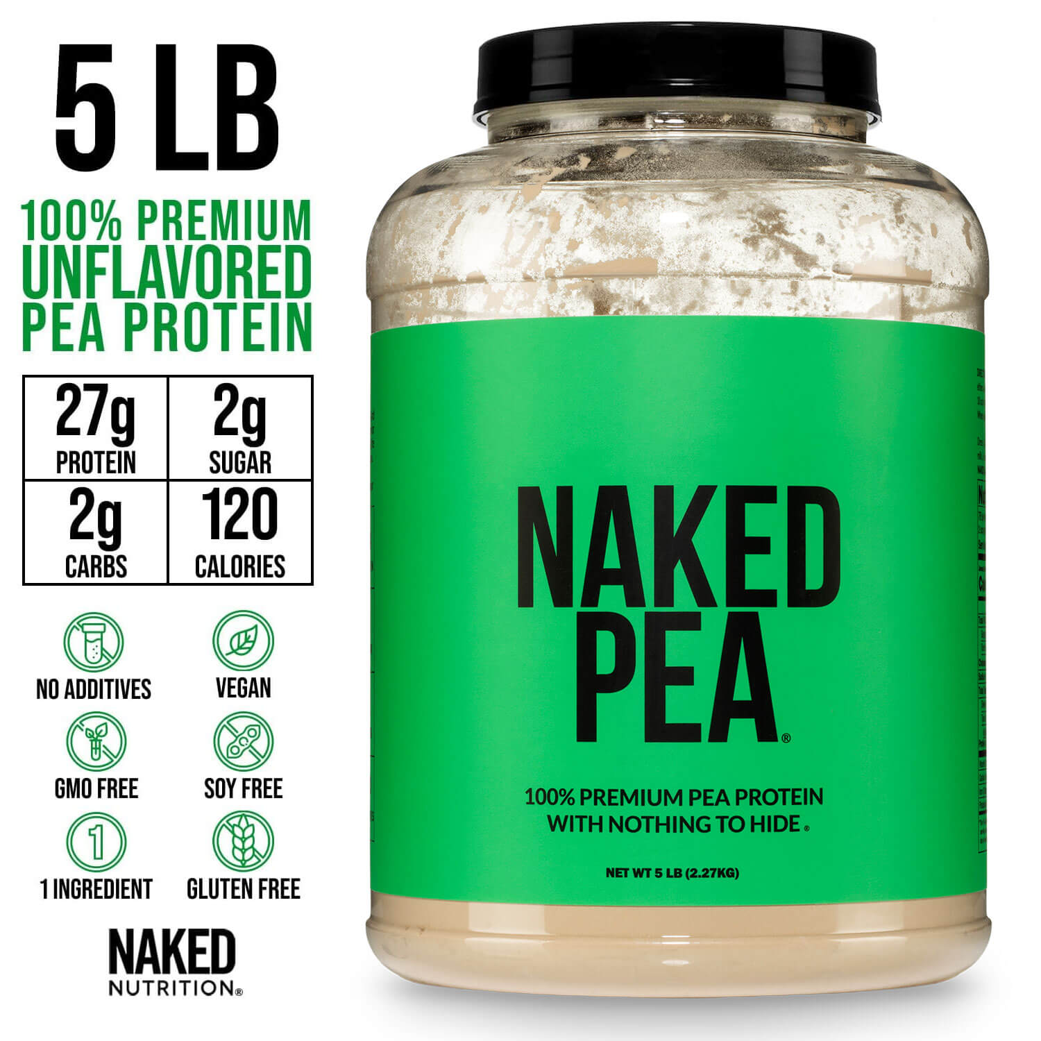 Pea Protein Powder - Unflavored - Value Size for Easy Mixing at Home or On the Go