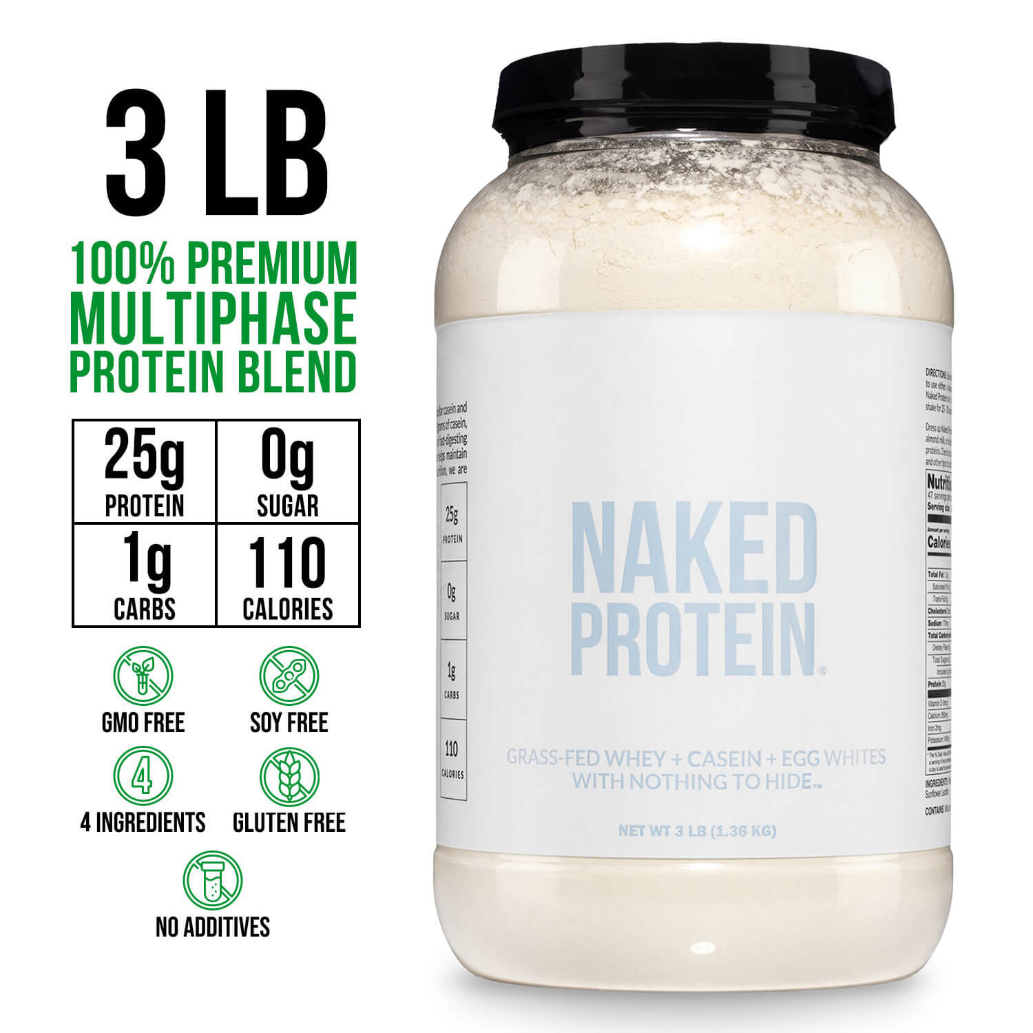 Protein Powder Blend - 3LB Egg Whey and Casein Protein Blend - 3LB for Easy Mixing at Home or On the Go