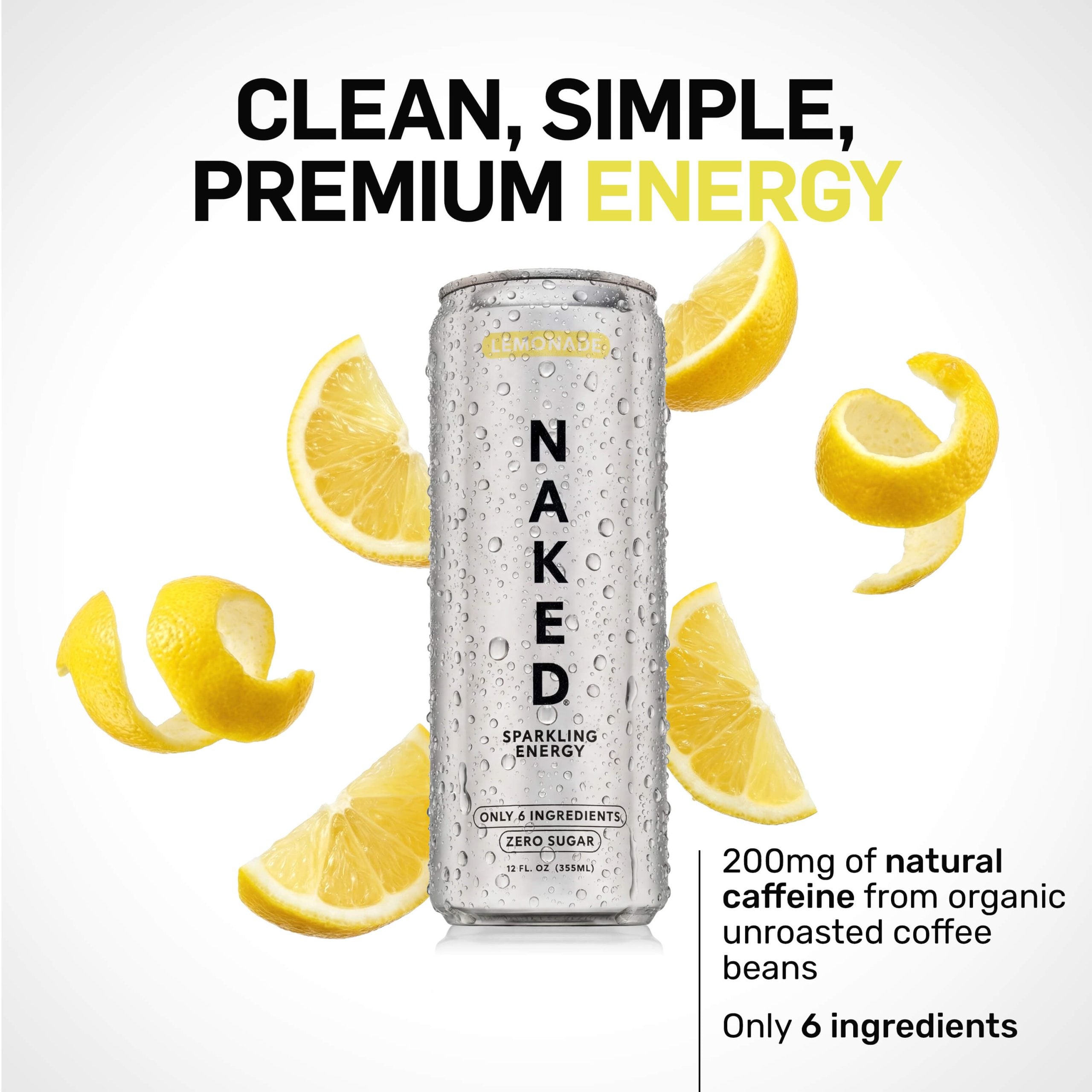 Lemonade Naked Sparkling Energy - Lemonade with a Convenient Shake - Friendly Formula
