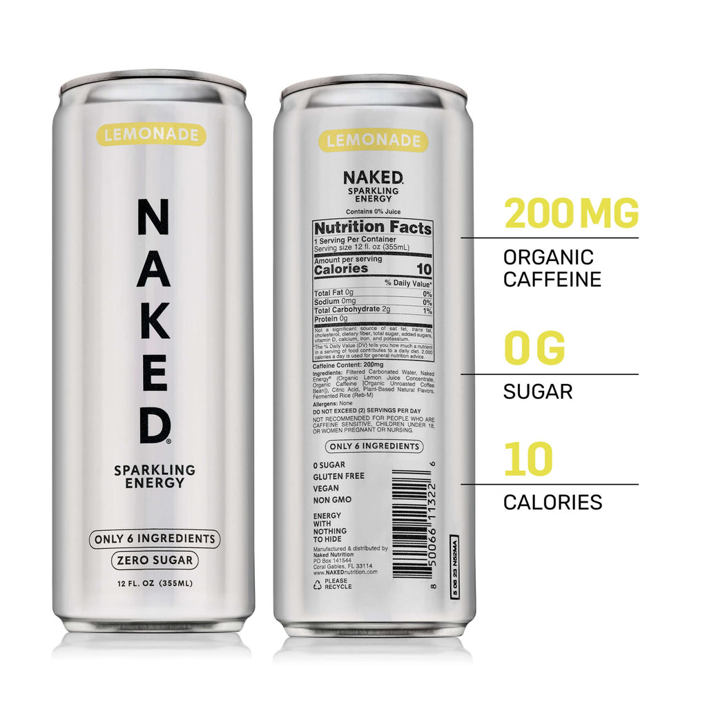 Lemonade Naked Sparkling Energy - Lemonade with a Convenient Shake - Friendly Formula