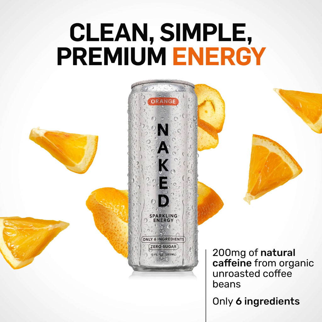 Orange Naked Sparkling Energy - Orange with a Convenient Shake - Friendly Formula