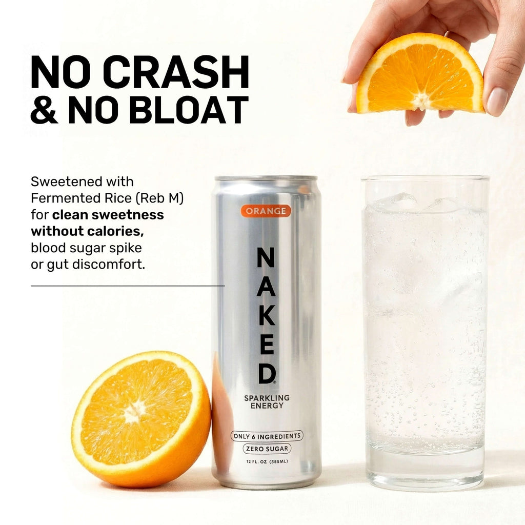 Orange Naked Sparkling Energy - Orange with a Convenient Shake - Friendly Formula
