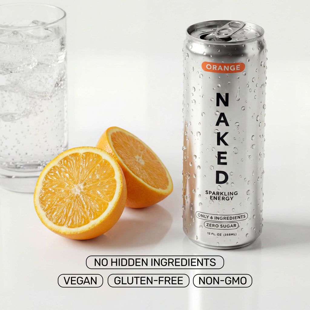 Orange Naked Sparkling Energy - Orange with a Convenient Shake - Friendly Formula