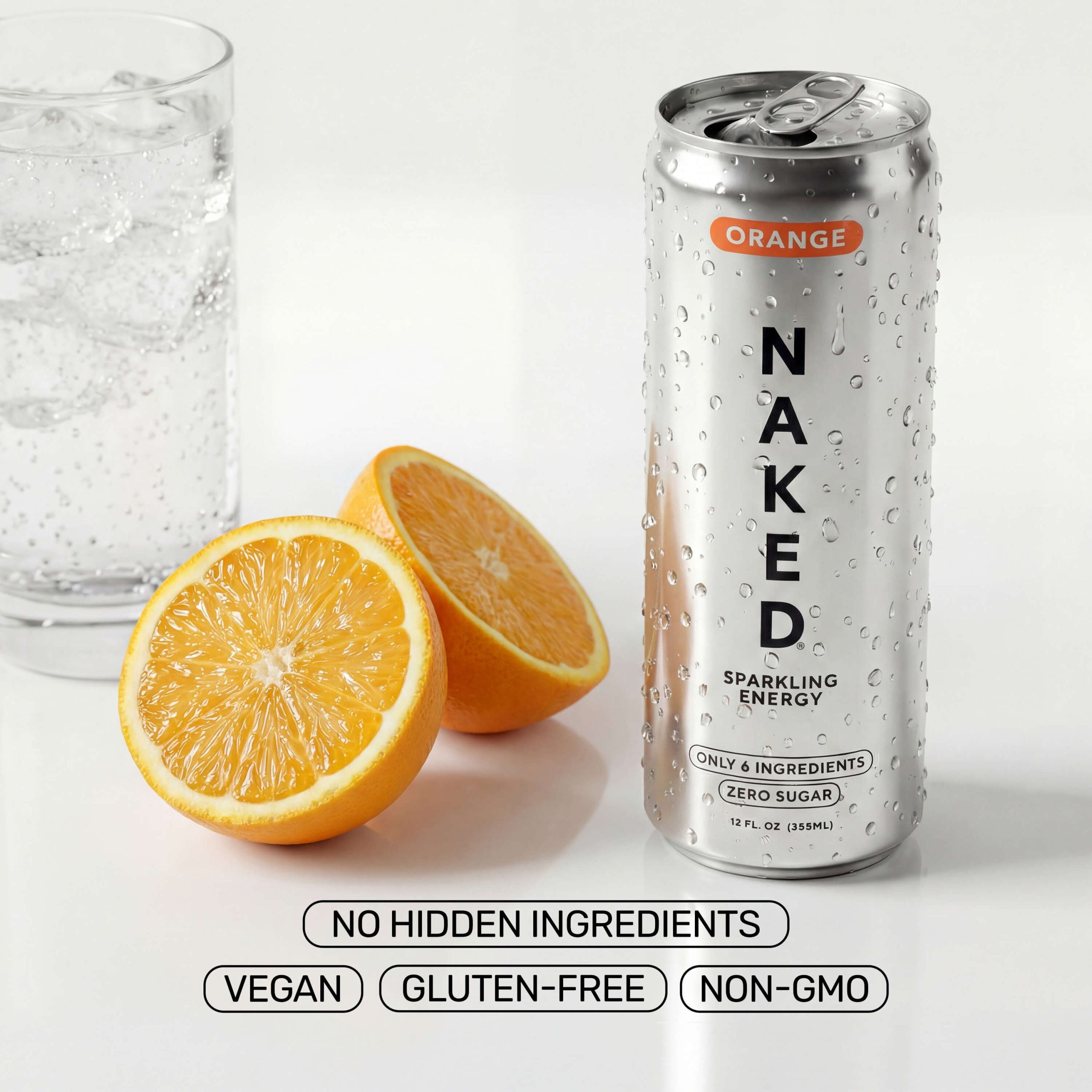 Orange Naked Sparkling Energy - Orange with a Convenient Shake - Friendly Formula