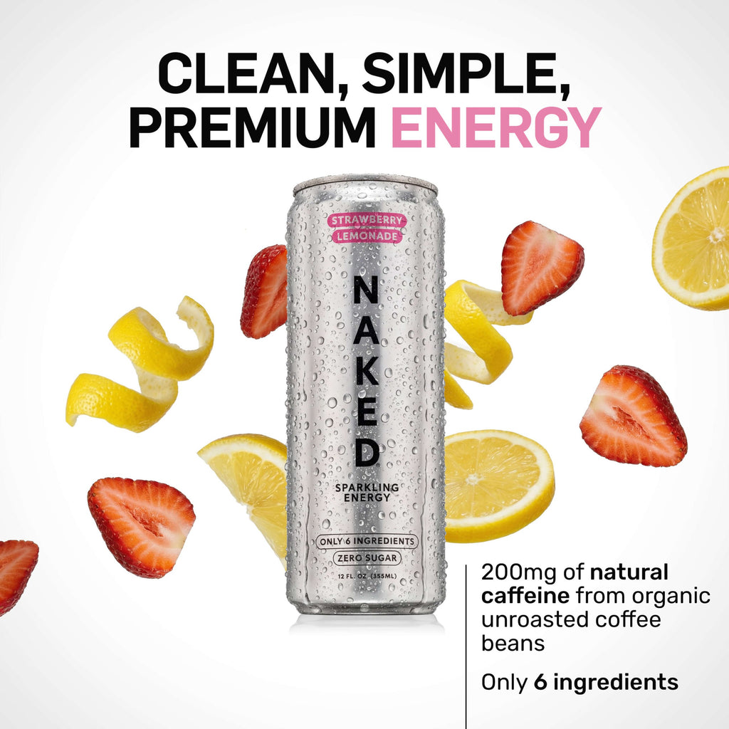 Strawberry Lemonade Naked Sparkling Energy - Strawberry Lemonade with a Convenient Shake - Friendly Formula