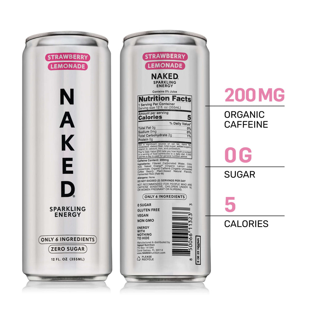 Strawberry Lemonade Naked Sparkling Energy - Strawberry Lemonade with a Convenient Shake - Friendly Formula