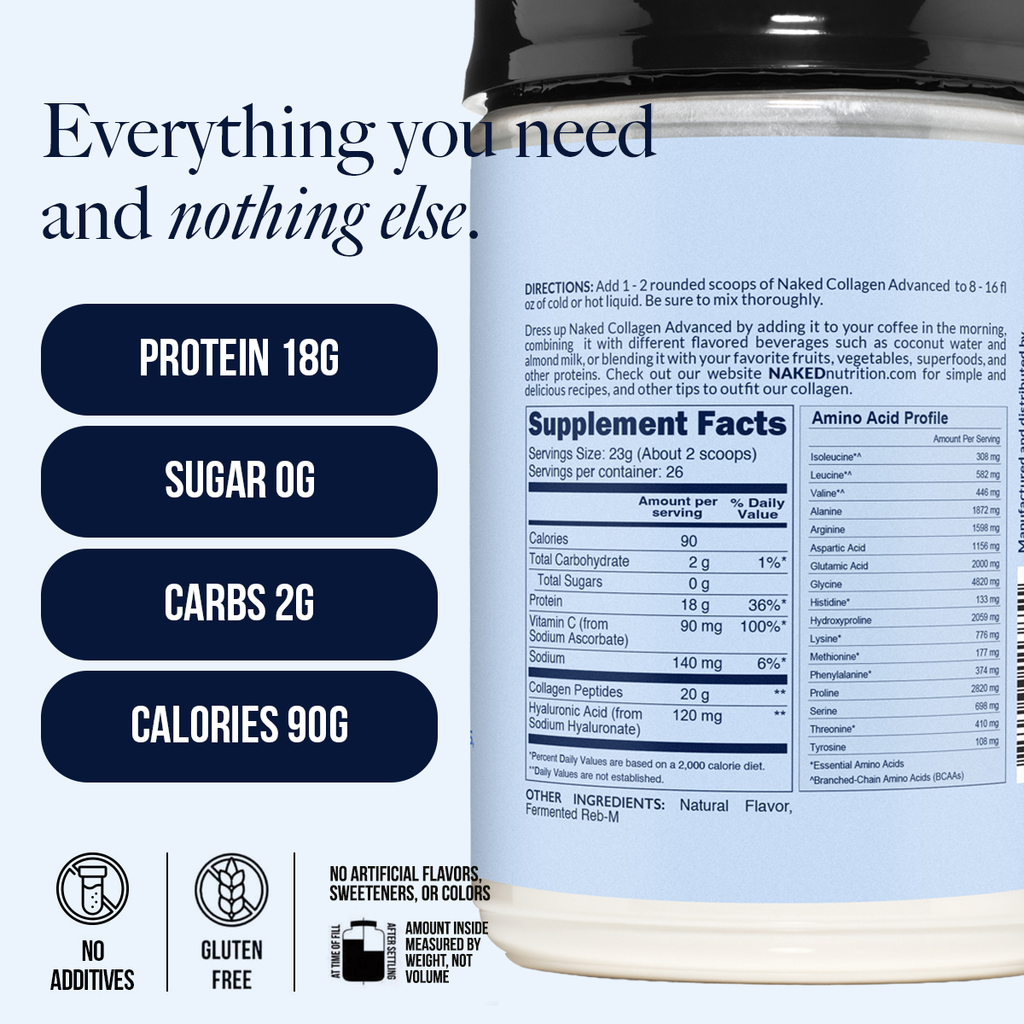Vanilla Collagen Peptides with Hyaluronic Acid - Vanilla Advanced Collagen Peptides with a Straightforward Collagen Blend