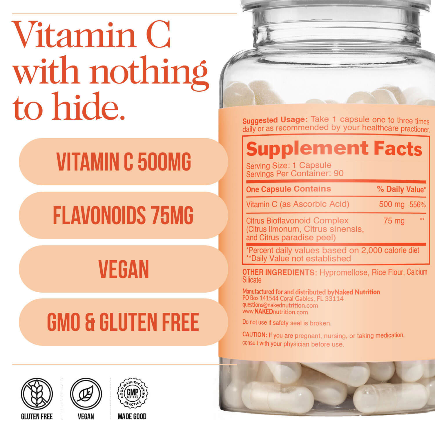 Daily Vitamin C Supplement - Vitamin C for Convenient Home or Travel Use