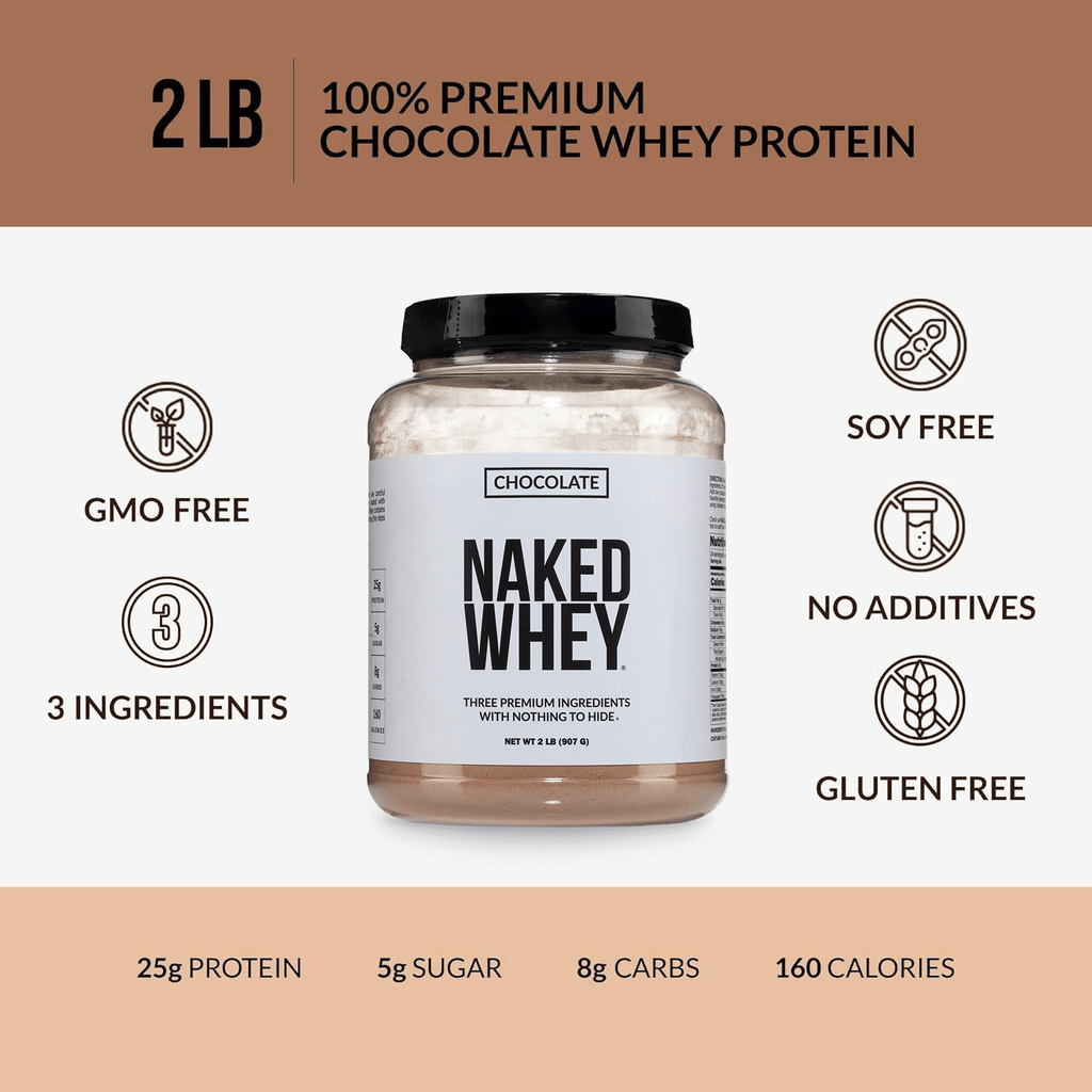 Chocolate Whey Protein Powder - Chocolate - Standard Size for Easy Mixing at Home or On the Go