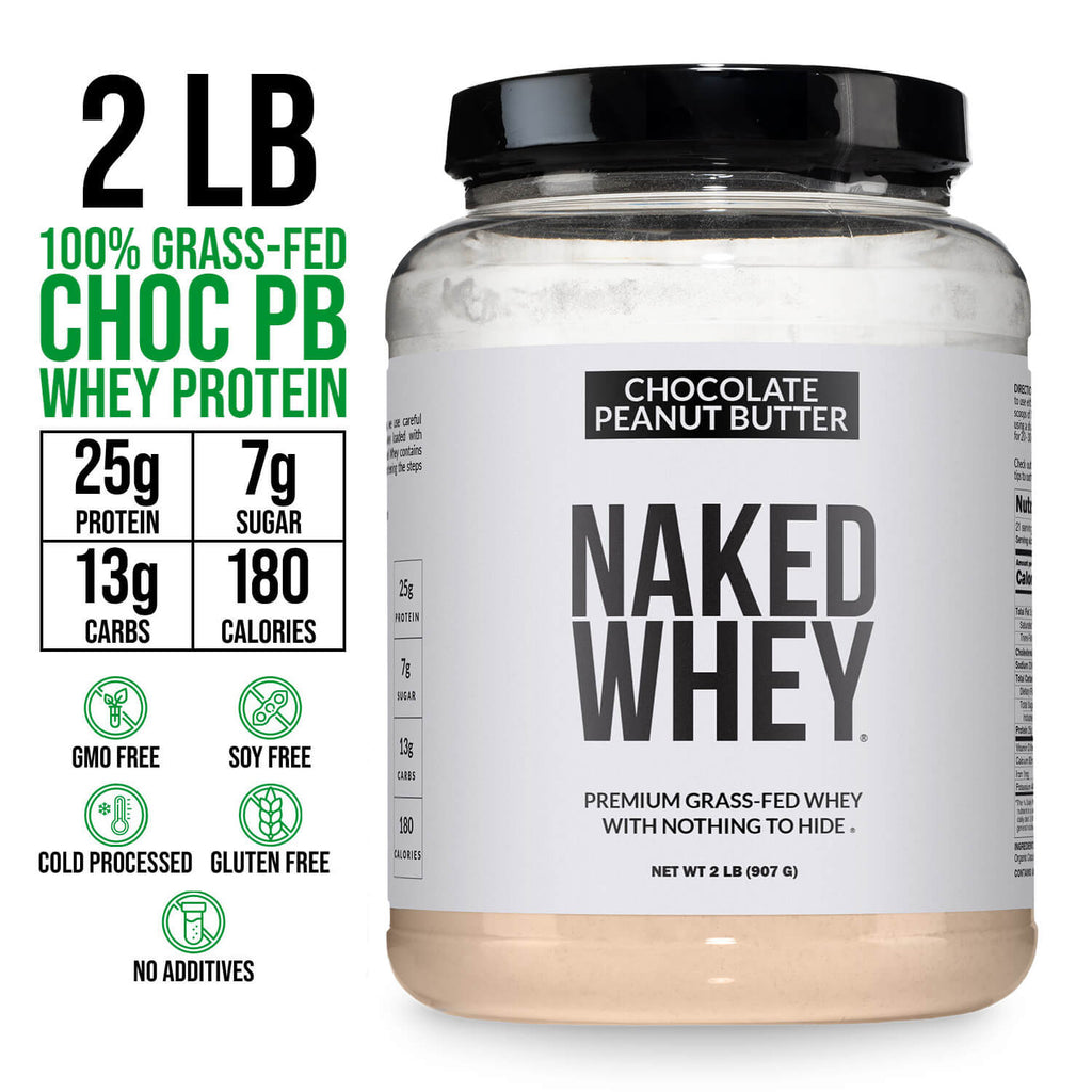 Chocolate Peanut Butter Whey Protein Powder 2LB - Chocolate PB for Easy Mixing at Home or On the Go