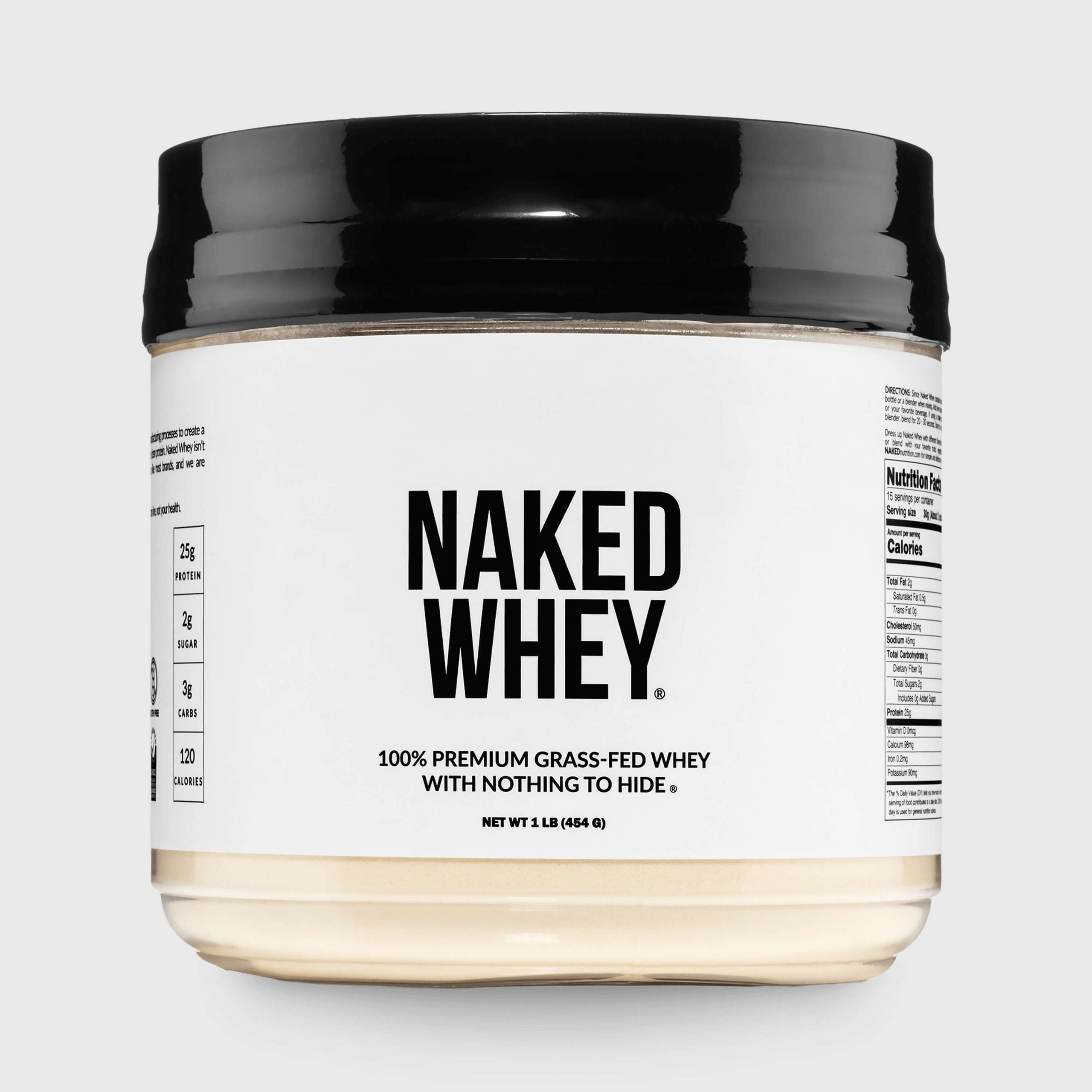 Grass Fed Whey Protein Powder - Unflavored - Compact Size for Easy Mixing at Home or On the Go
