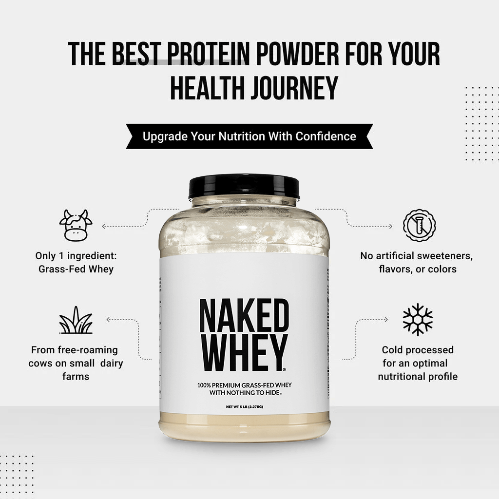Grass Fed Whey Protein Powder - Unflavored - Bulk Size for Easy Mixing at Home or On the Go