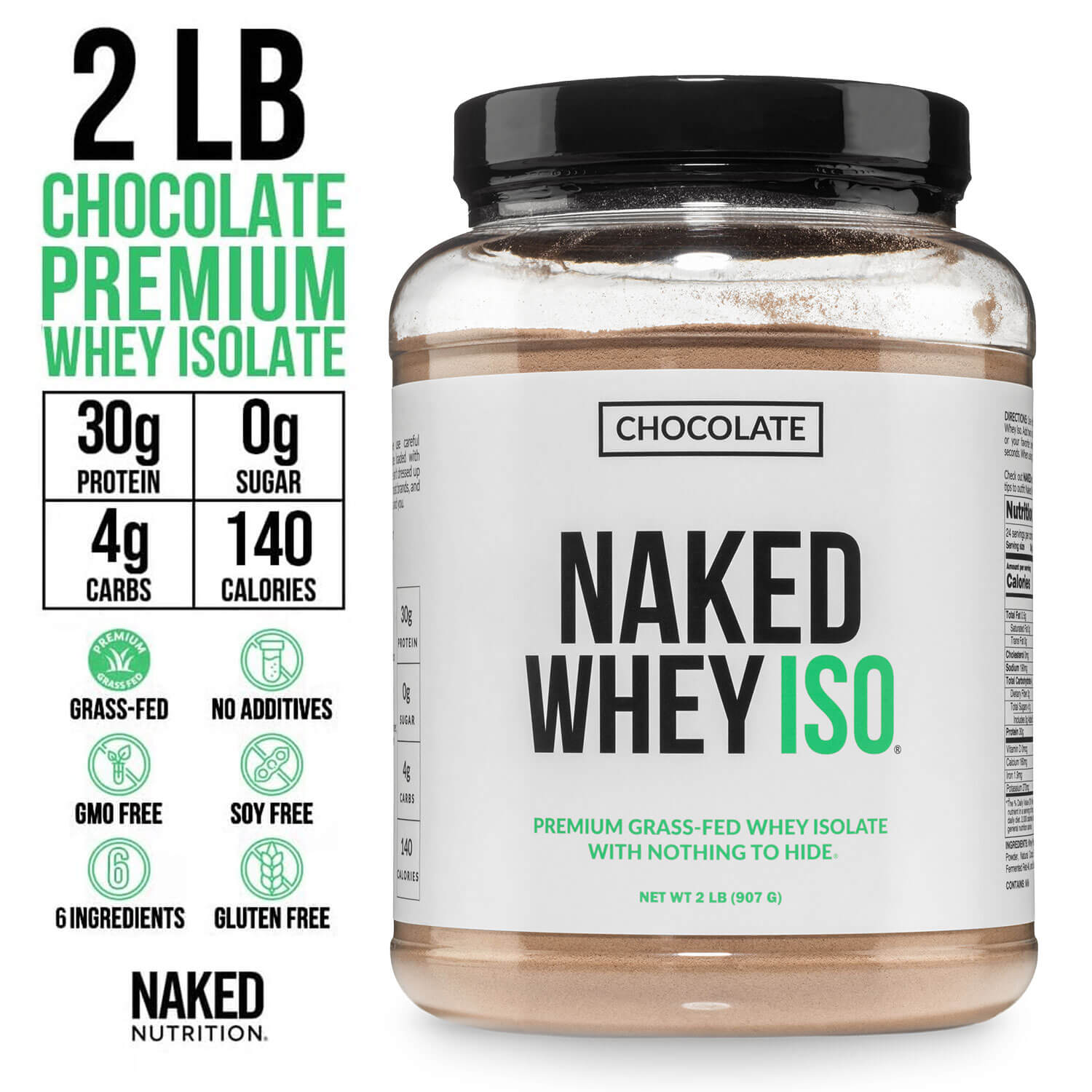 Chocolate Grass - Fed Whey Isolate Protein Powder - Chocolate for Easy Mixing at Home or On the Go