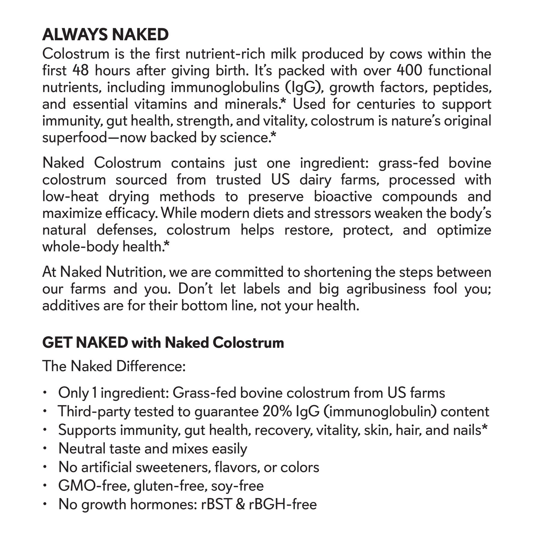 Grass - Fed Colostrum Powder - Colostrum Powder with a Straightforward Collagen Blend