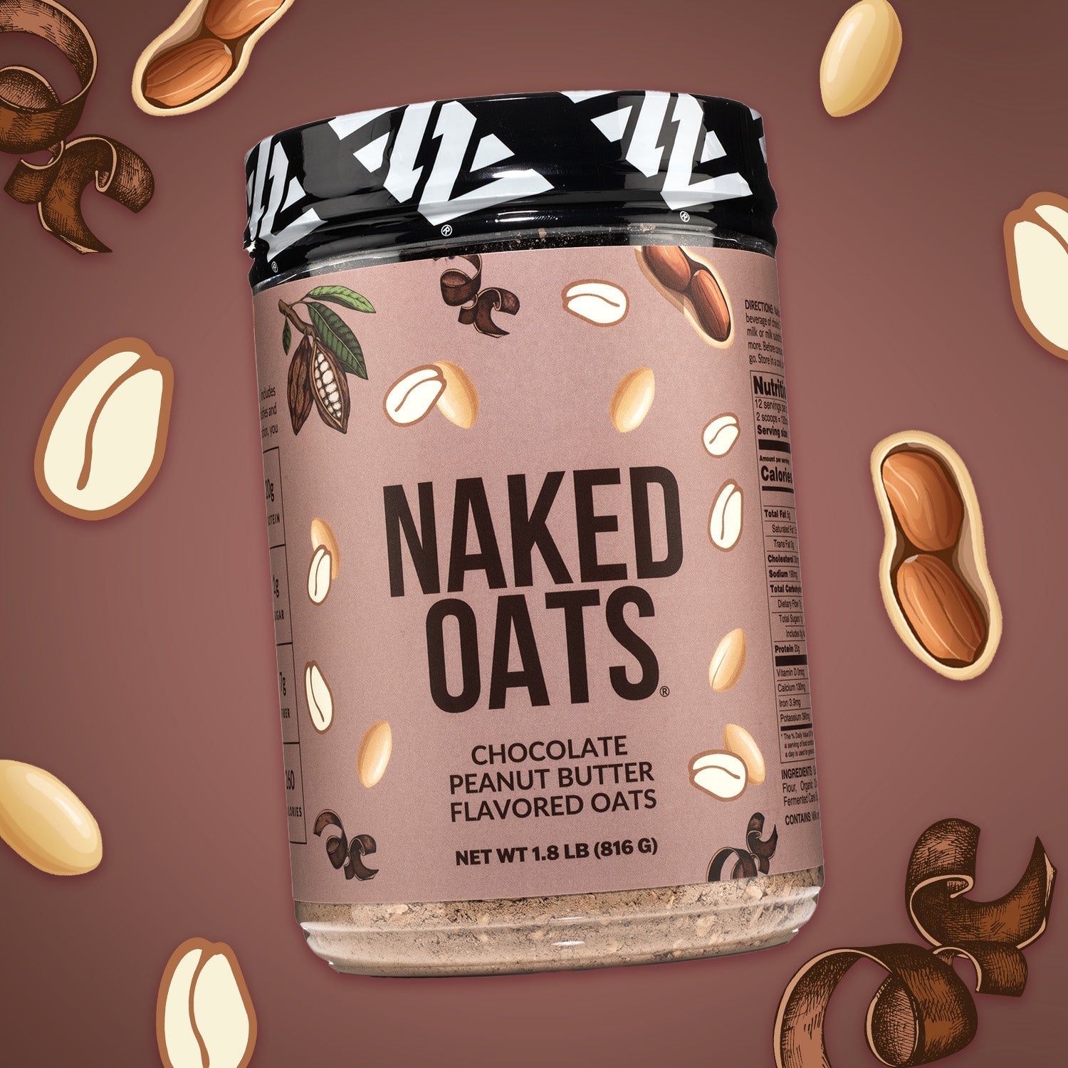 Chocolate Peanut Butter Protein Oats - Chocolate Peanut Butter for Warm, Convenient Morning Meals