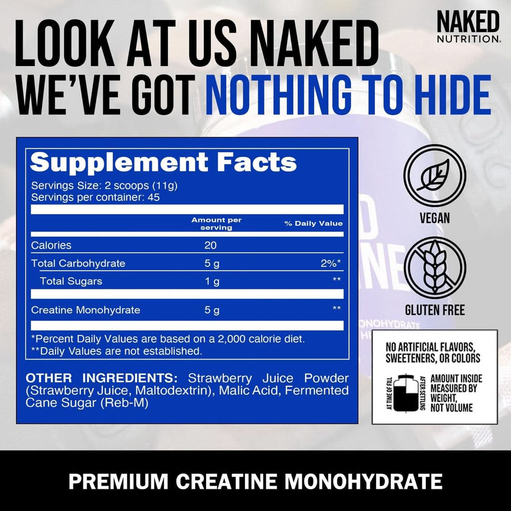 Strawberry Creatine Monohydrate Powder - Strawberry with an Easy - Mix Workout Format