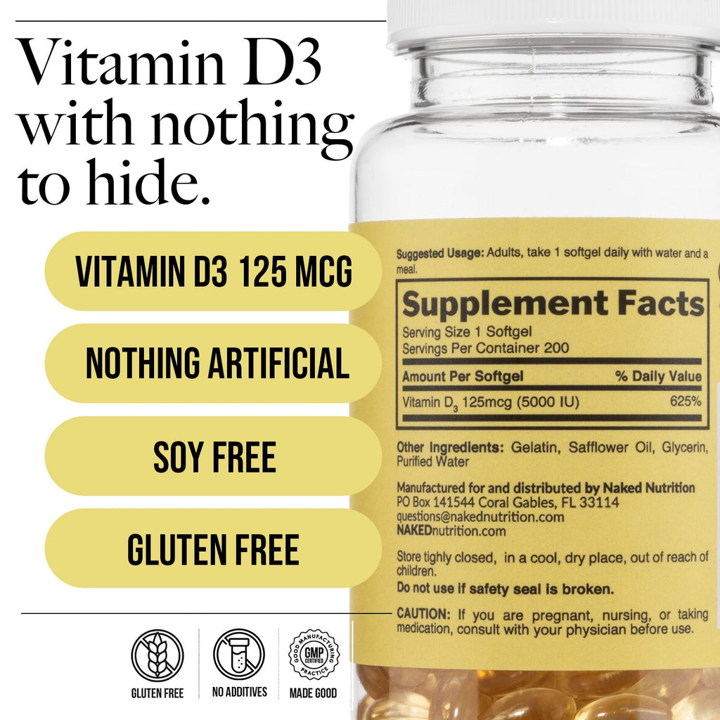 Daily Vitamin D3 Supplement - Vitamin D3 for Convenient Home or Travel Use