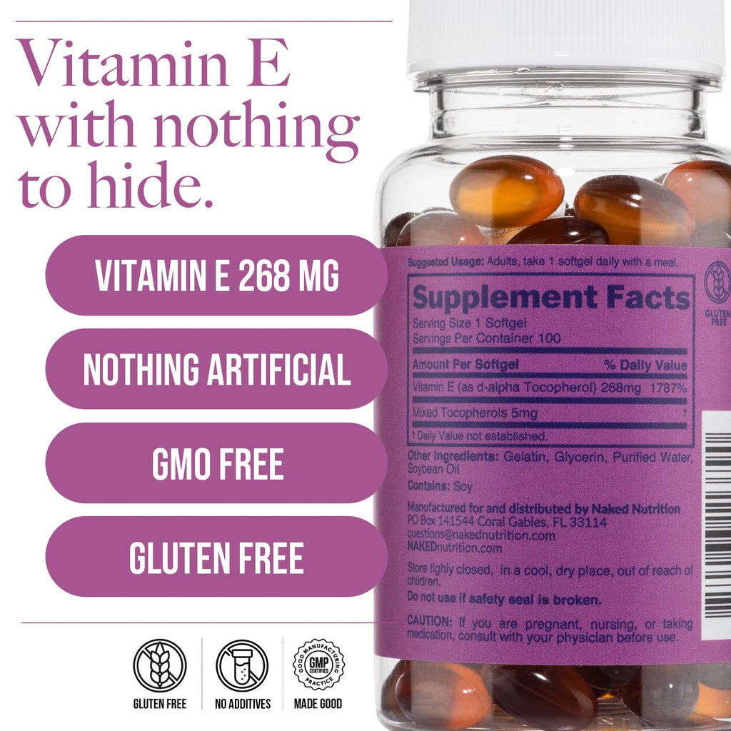 Daily Vitamin E Supplement - Vitamin E for Convenient Home or Travel Use