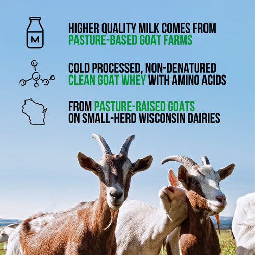 Chocolate Goat Whey Protein Powder - Chocolate for Easy Mixing at Home or On the Go