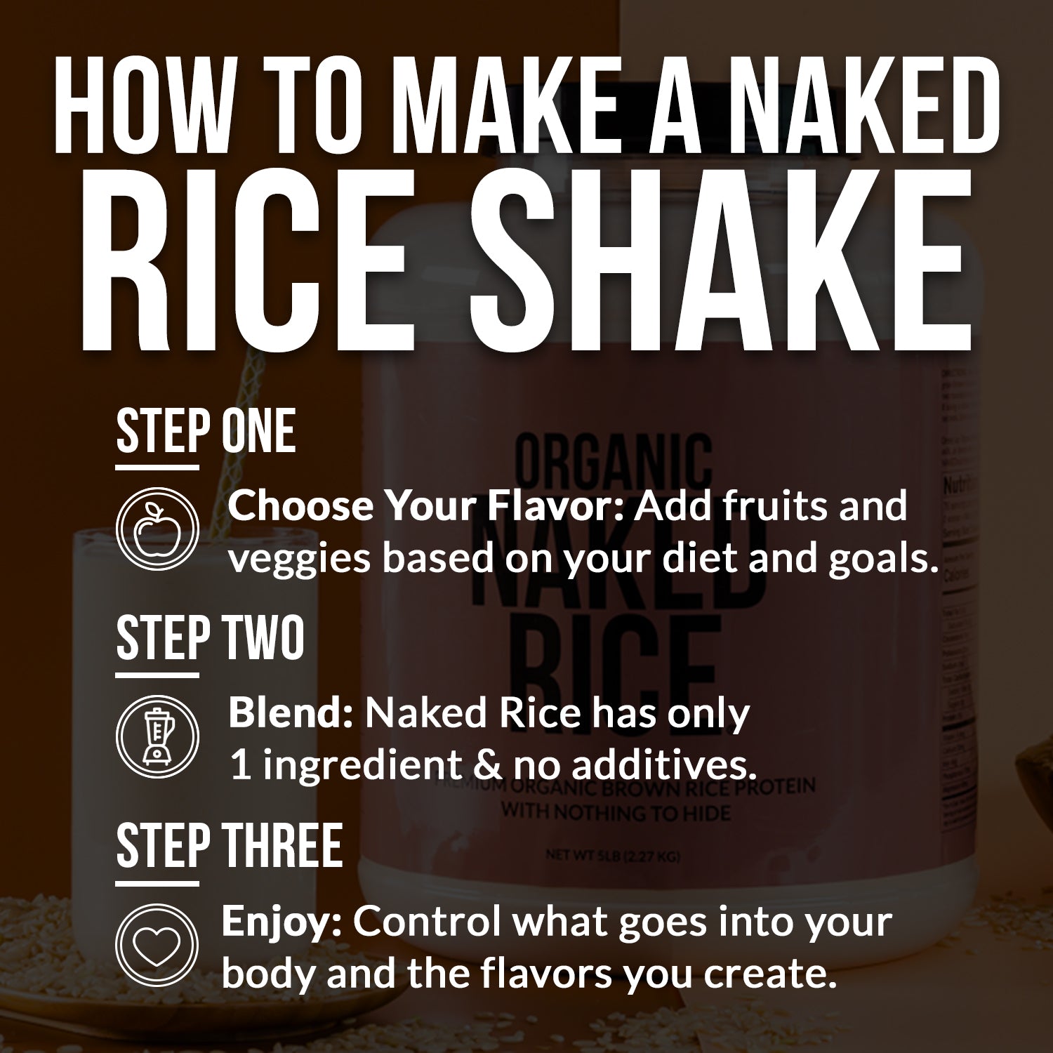 Organic Brown Rice Protein Powder 1lb - Unflavored 1LB for Easy Mixing at Home or On the Go