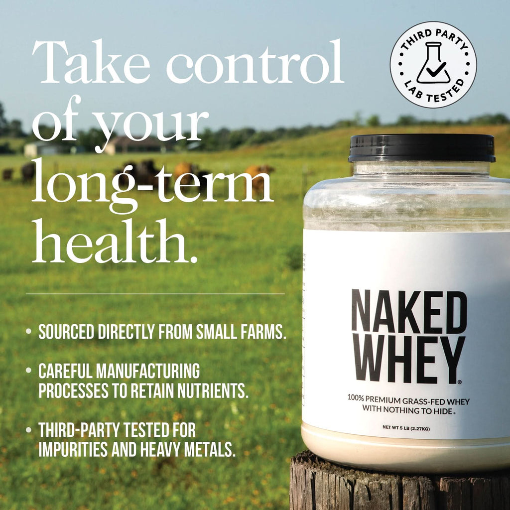 Grass Fed Whey Protein Powder - Unflavored - Bulk Size for Easy Mixing at Home or On the Go
