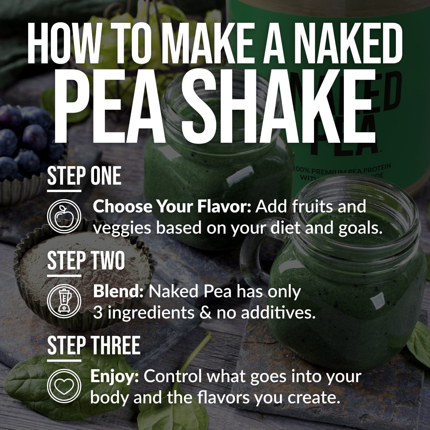 Vanilla Pea Protein Powder - Vanilla - Standard Size for Easy Mixing at Home or On the Go